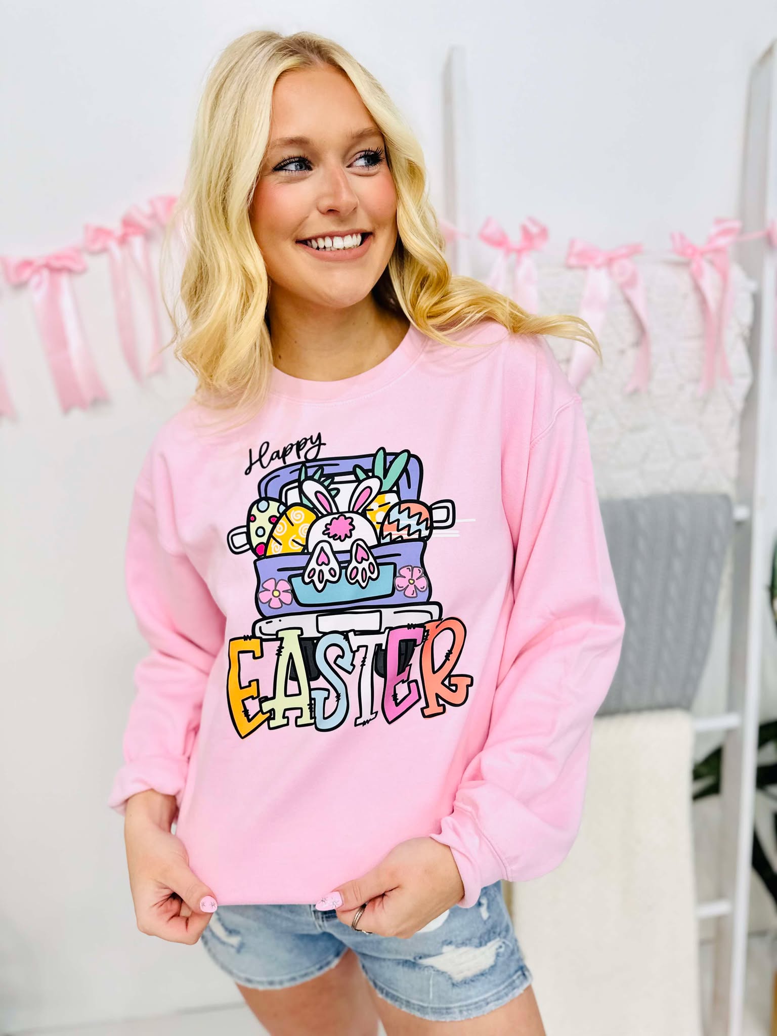 Happy Easter Light Pink Sweatshirt