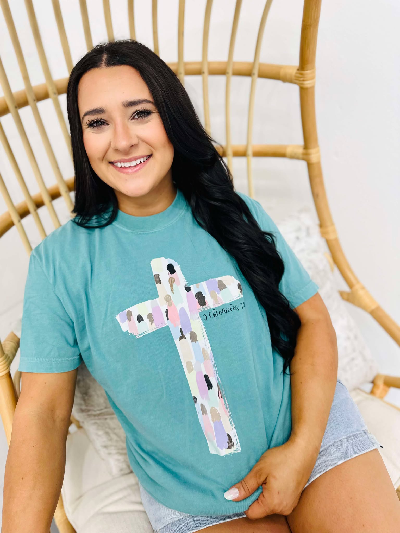 Watercolor Cross Seafoam Graphic Tee