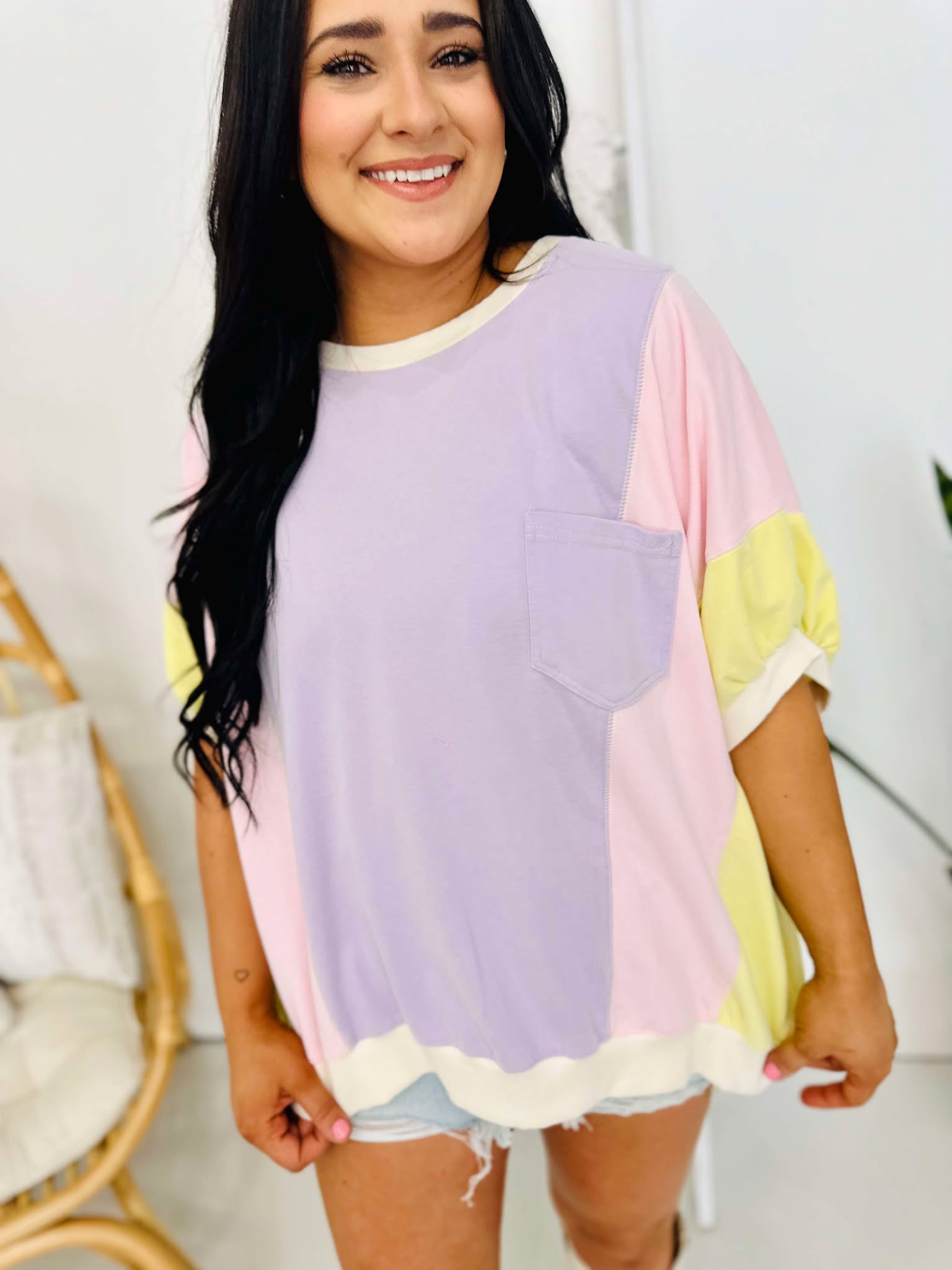 Lavender Colorblock Top