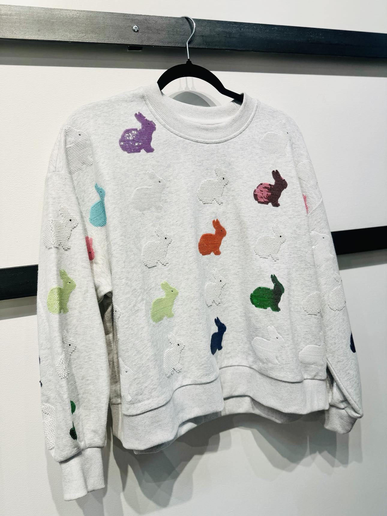 Queen Of Sparkles Grey Multi Bunny Sweatshirt