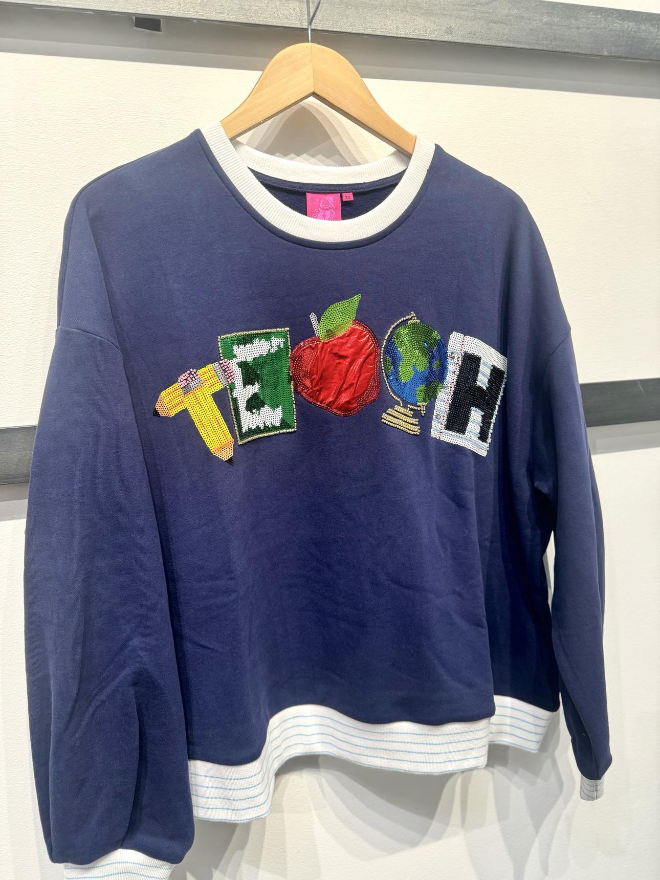 Queen Of Sparkles Navy 'Teach' Sweatshirt