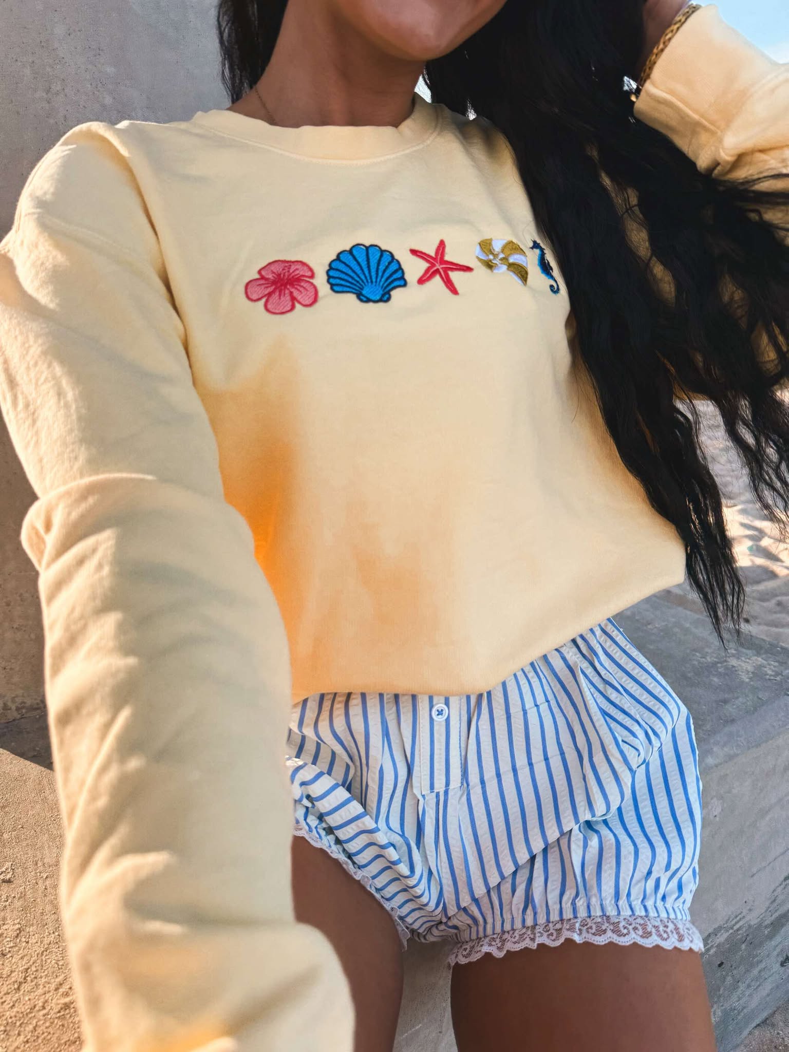 Embroidered Shells Sweatshirt