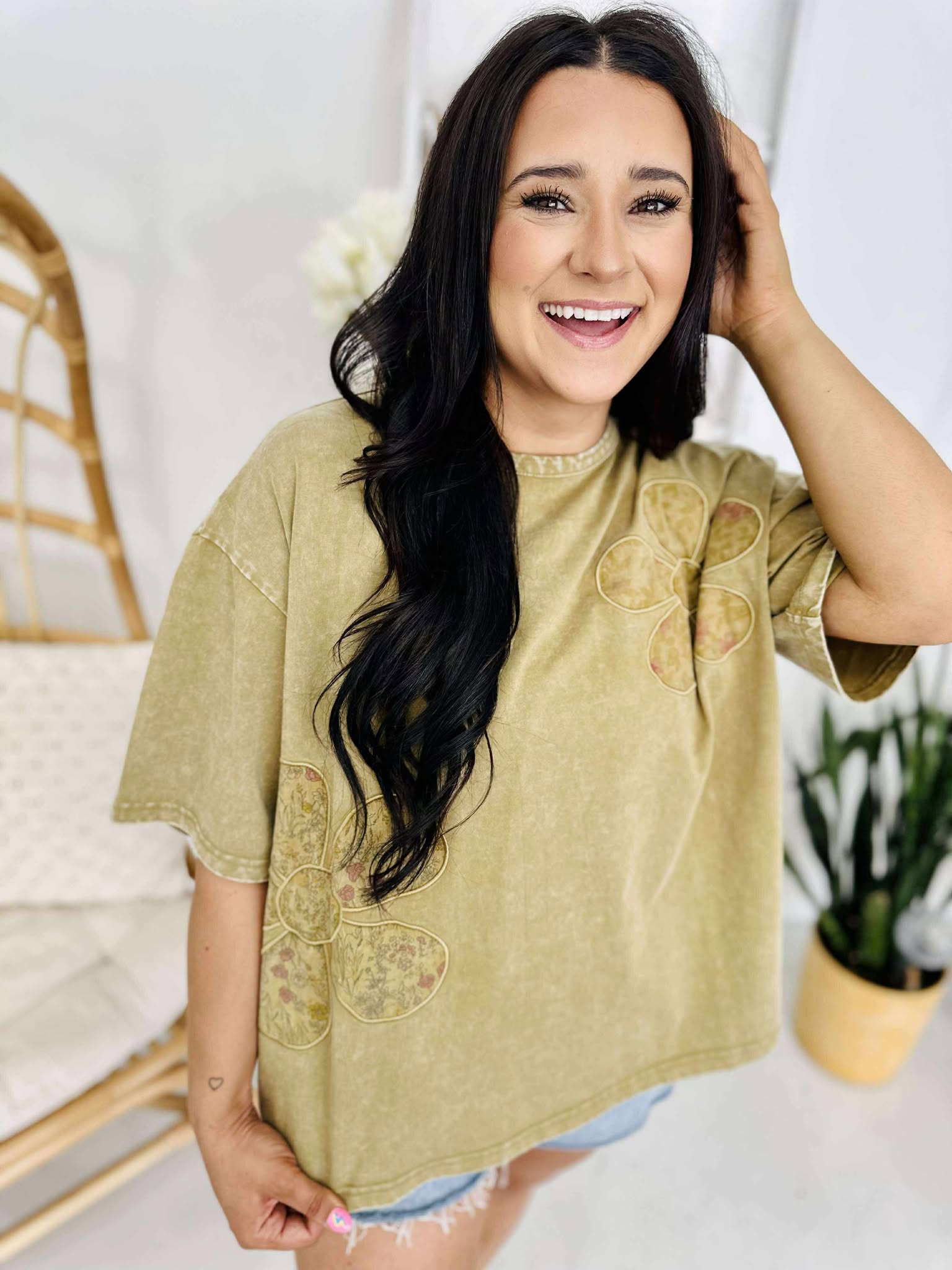 Flower Patch Featured Mineral Washed Knit Top
