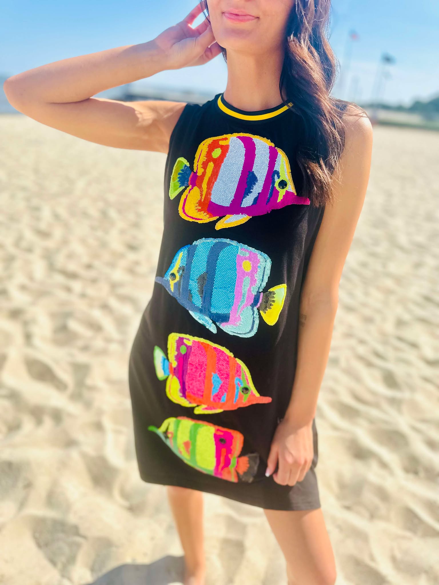Queen Of Sparkles Black Multi Fish Tank Dress