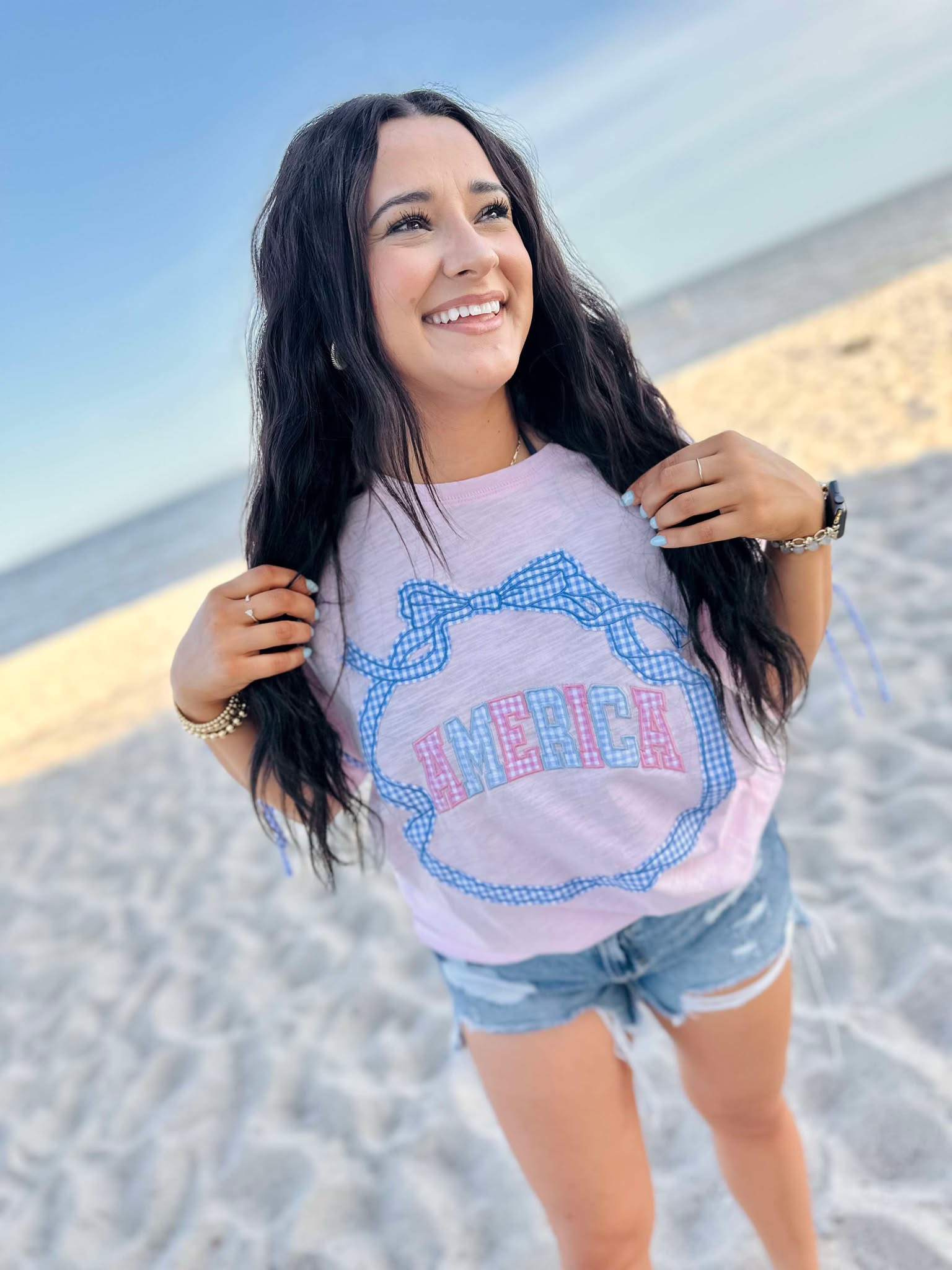 American Gingham Bow Top