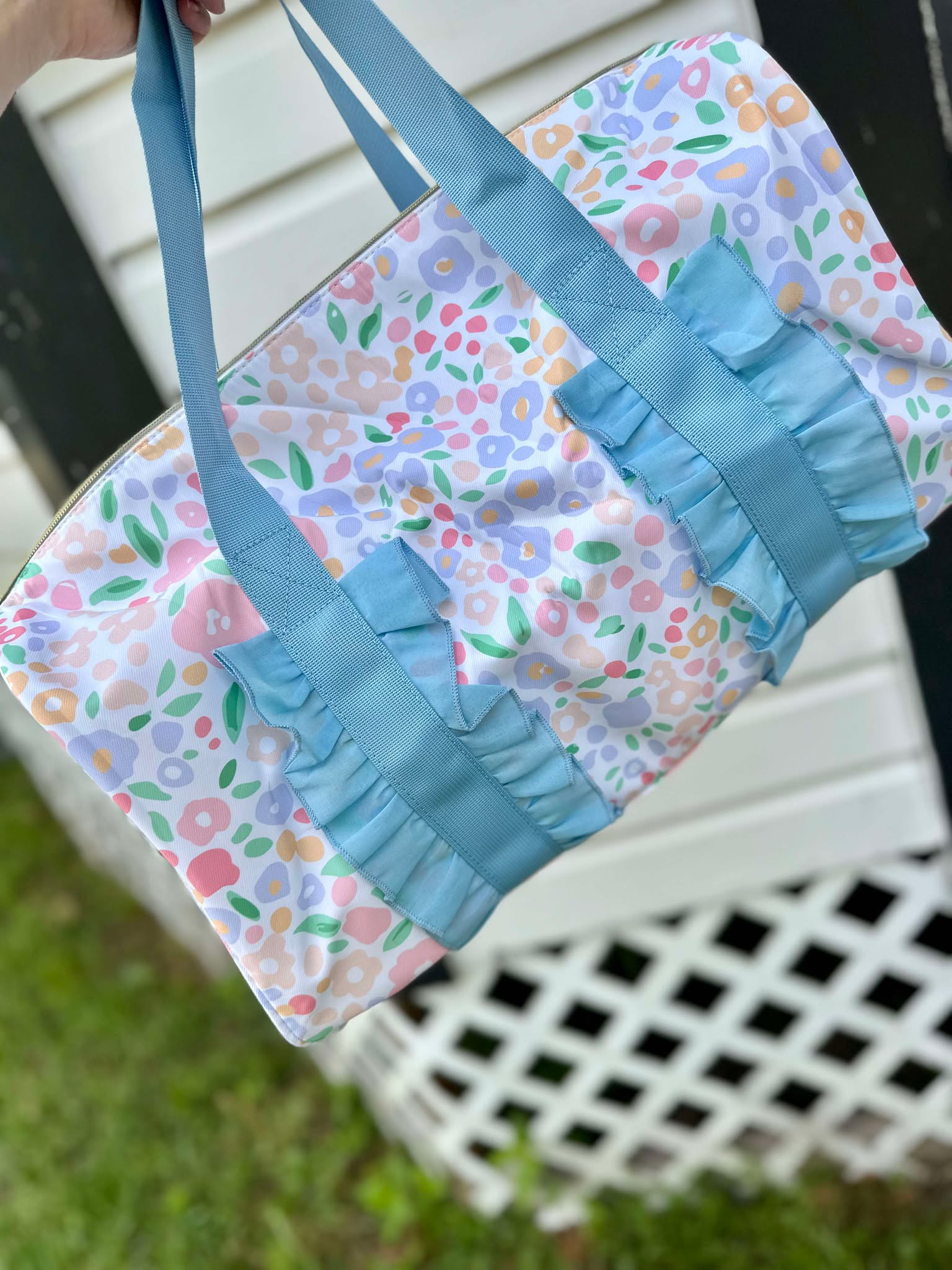 Colorful Blue Leopard Duffle Bag