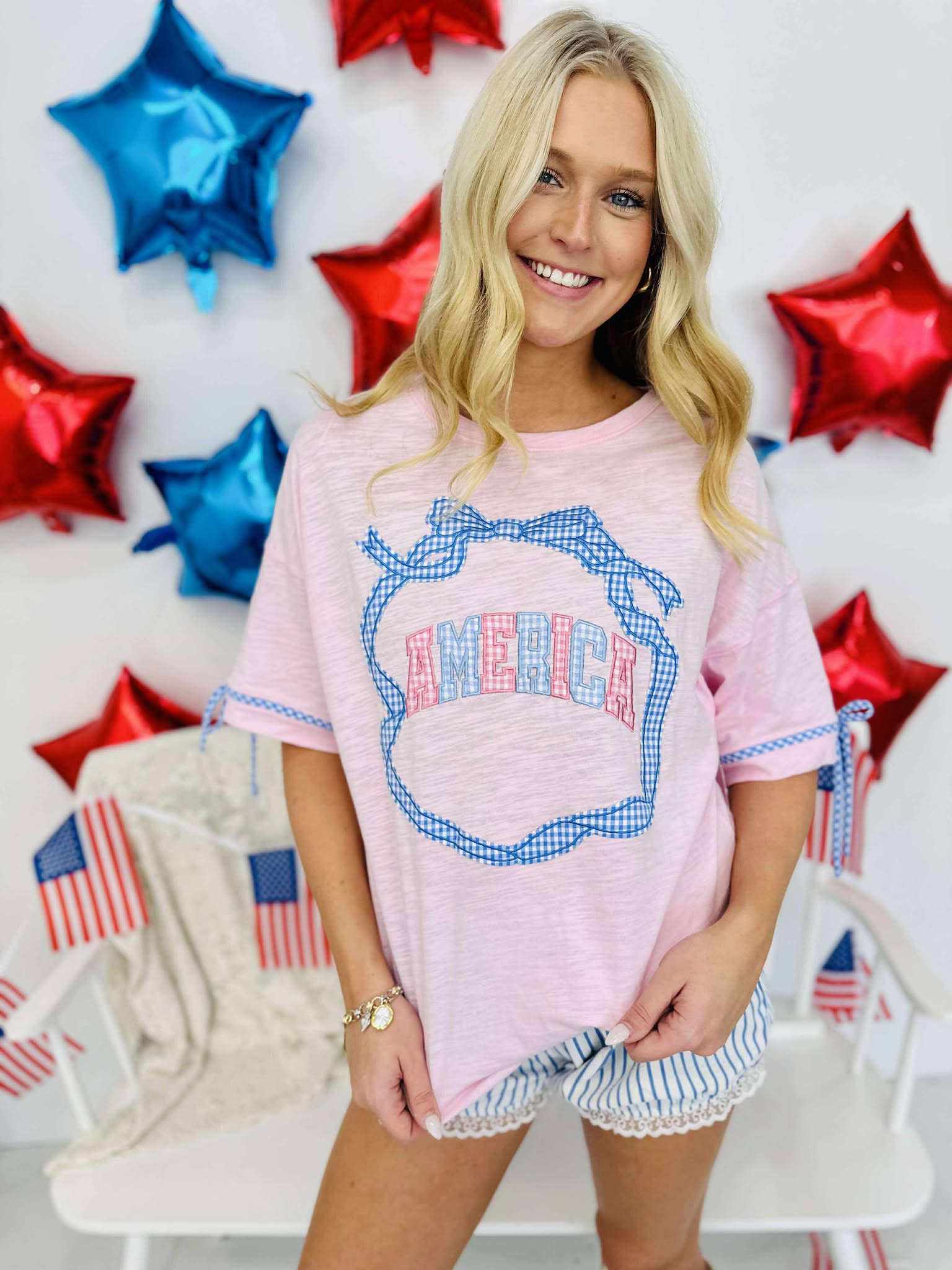 American Gingham Bow Top