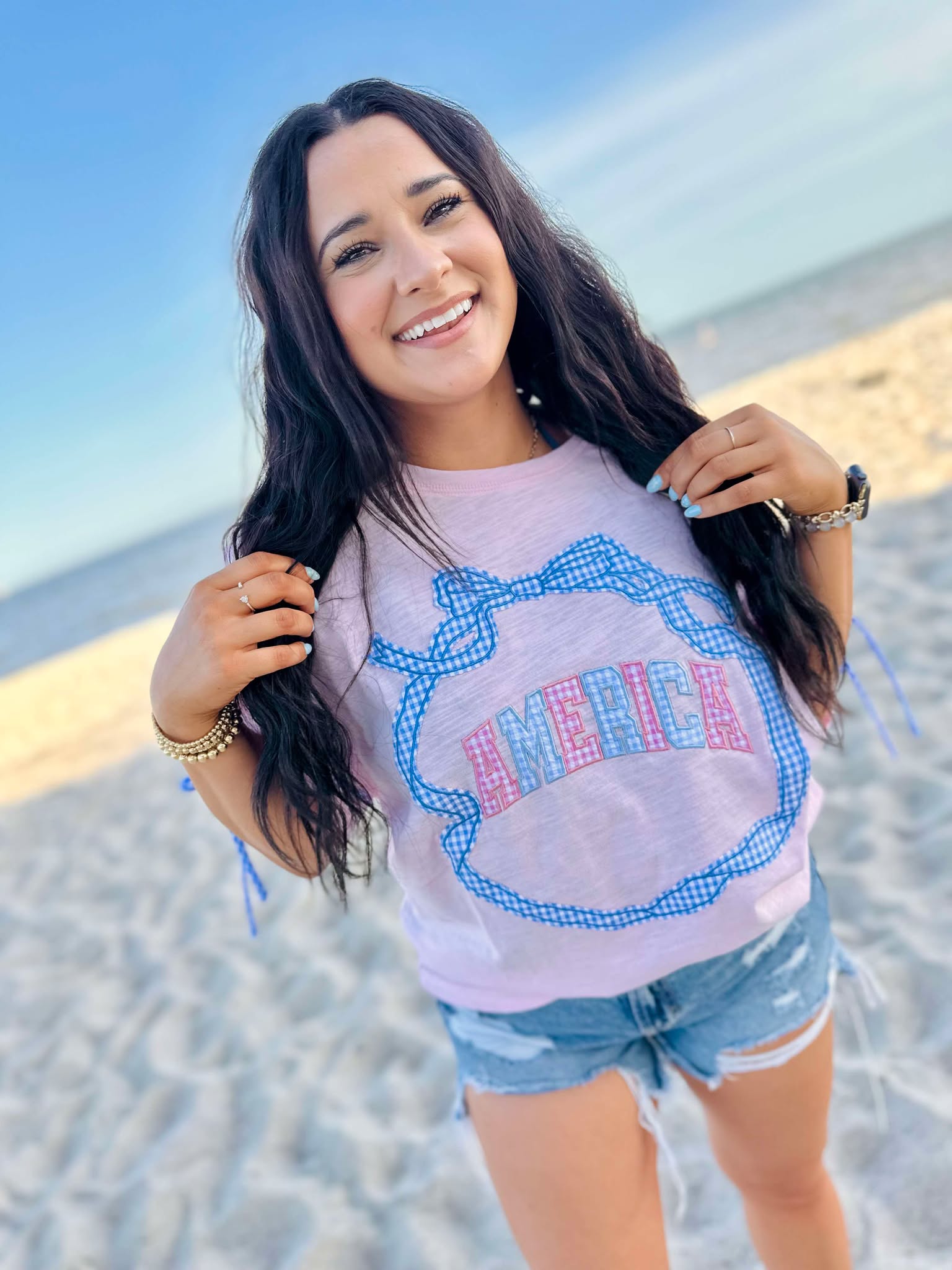 American Gingham Bow Top