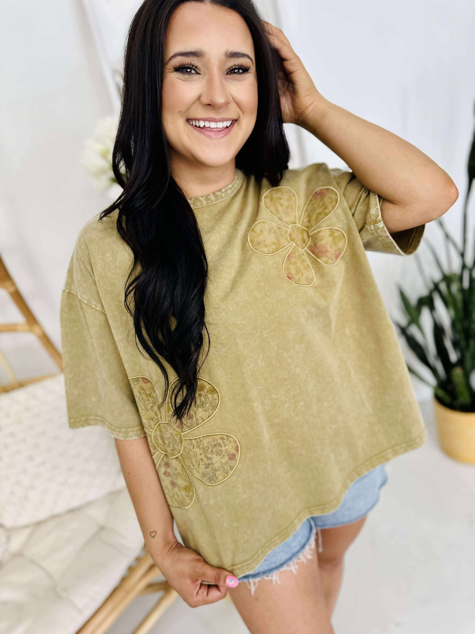 Flower Patch Featured Mineral Washed Knit Top