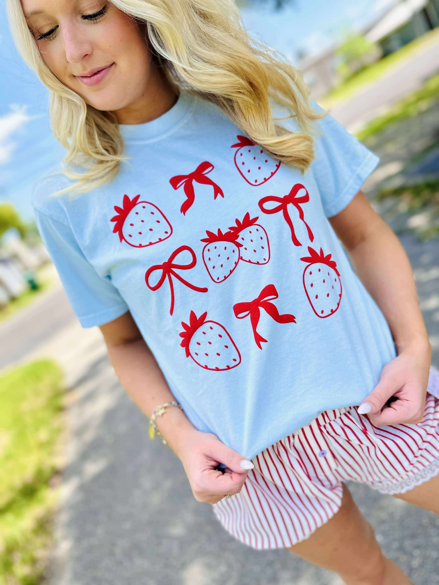 Strawberry Bow Stack Graphic Tee