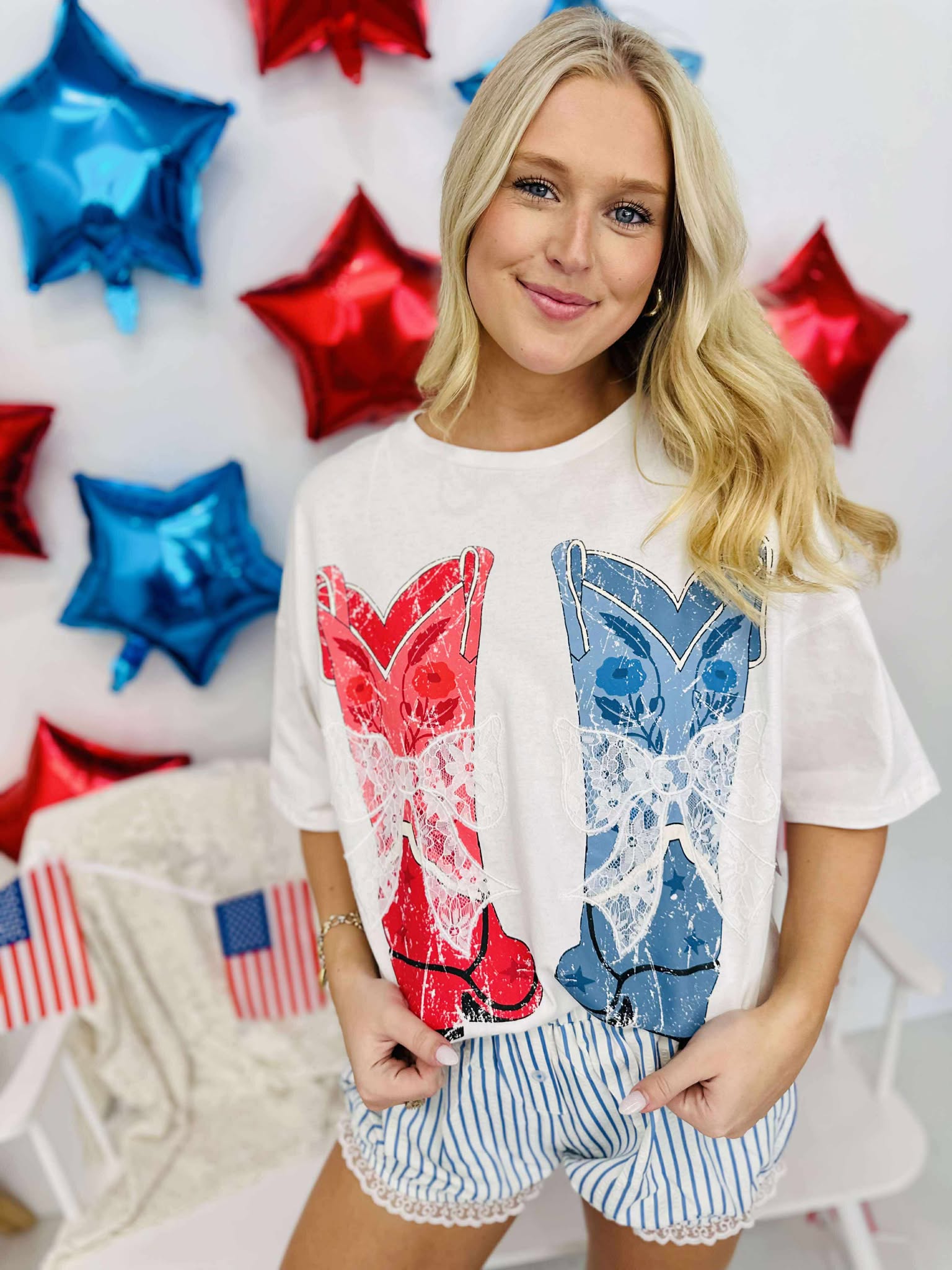 Oversized Patriotic Boot Tee