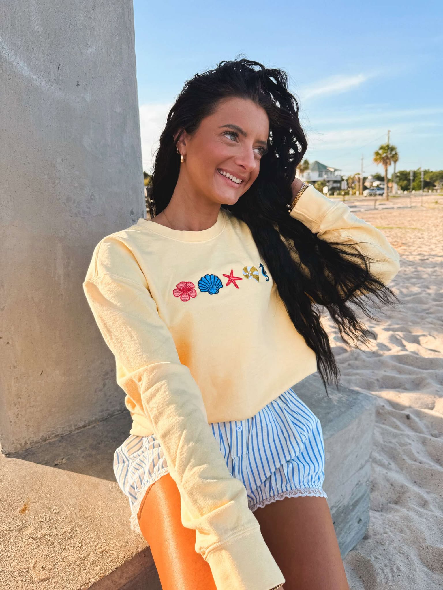 Embroidered Shells Sweatshirt