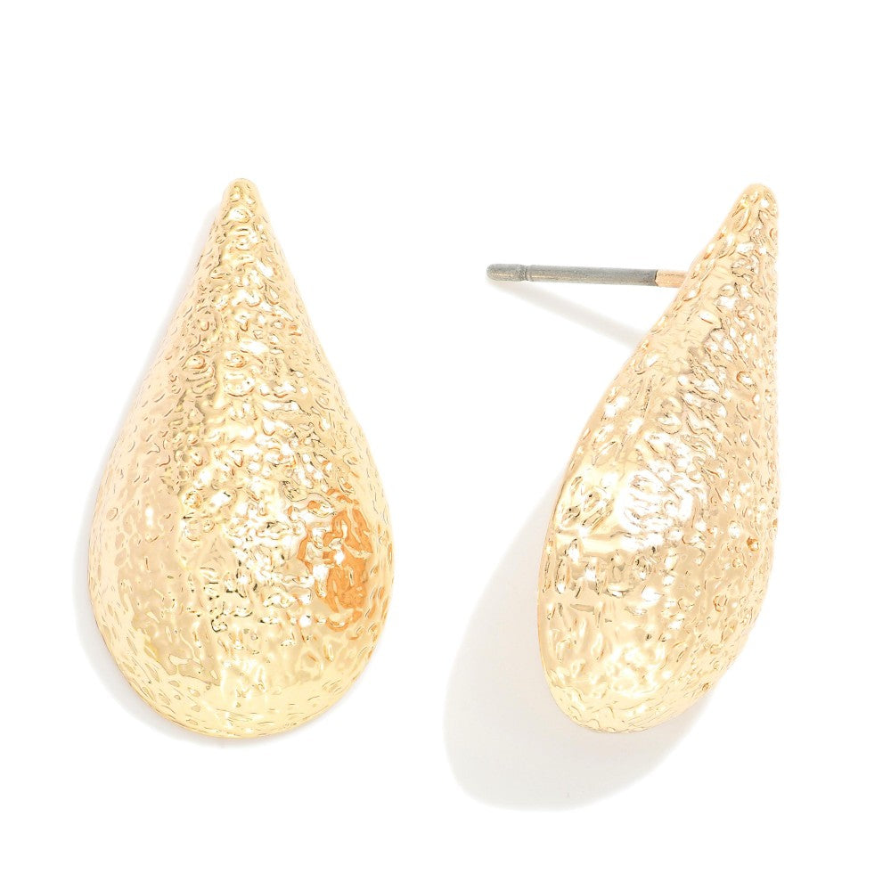 Textured Meal Teardrop Post Drop Earrings