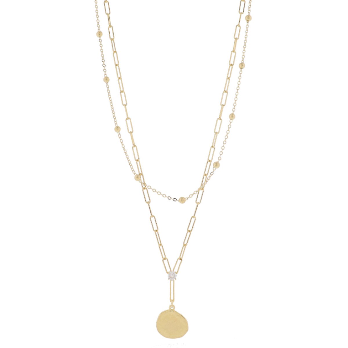 Jane Marie 16" Gold Paperclip Crystal Necklace