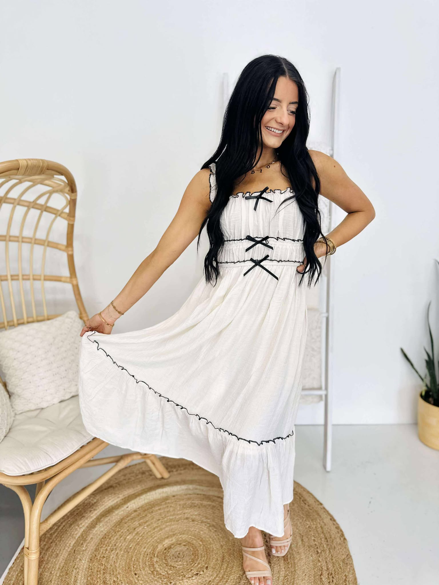 I'm Ready Ivory Bow Midi Dress