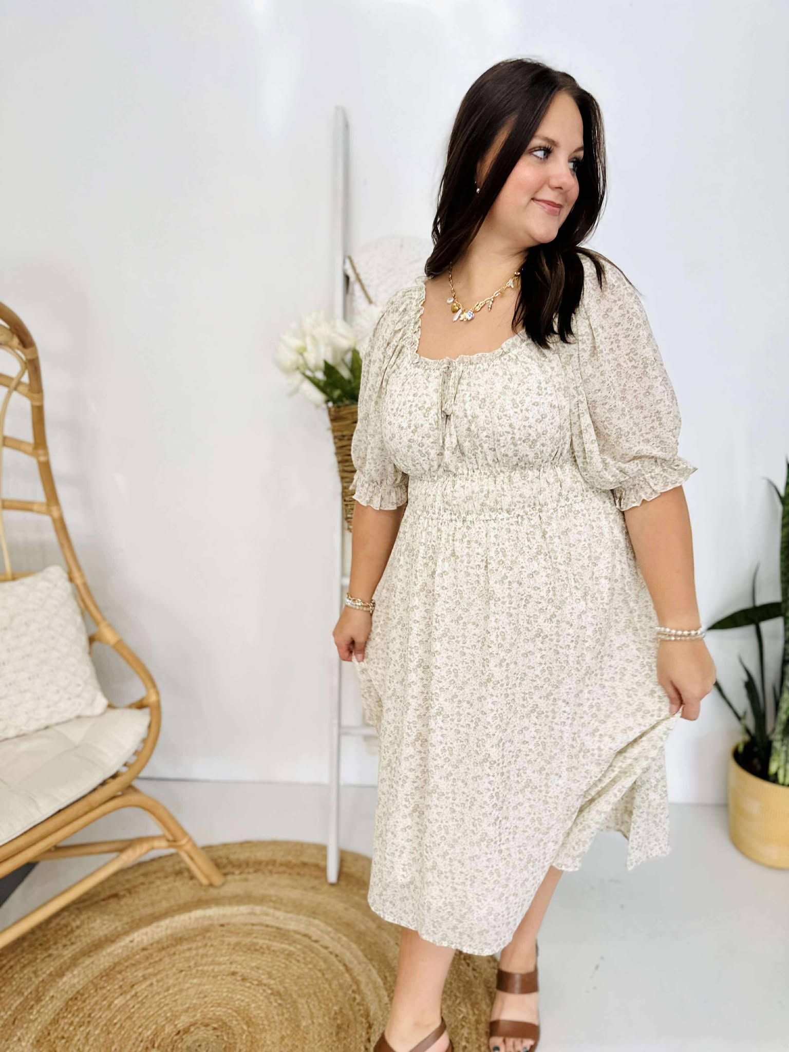 Seeing Fall Ivory Floral Dress