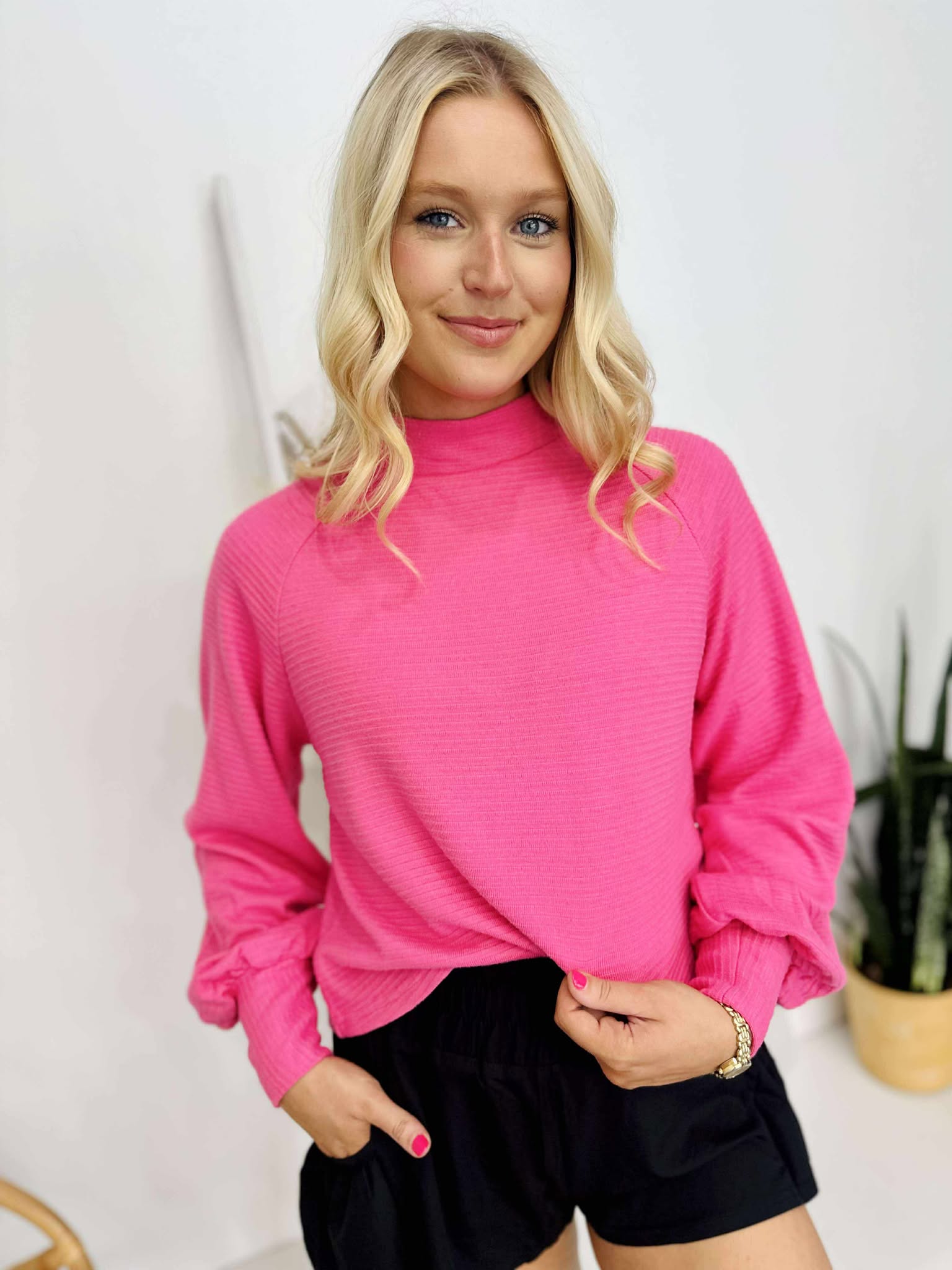 Pink Perfect Mock Neck Sweater