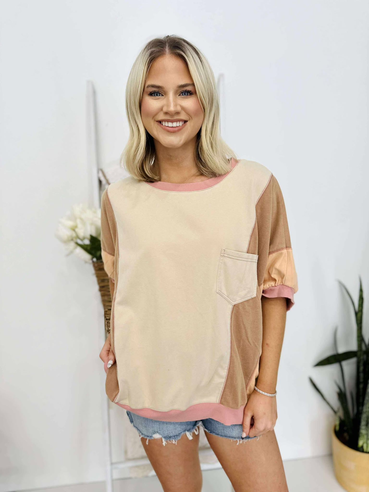 Easy As Is Colorblock Top