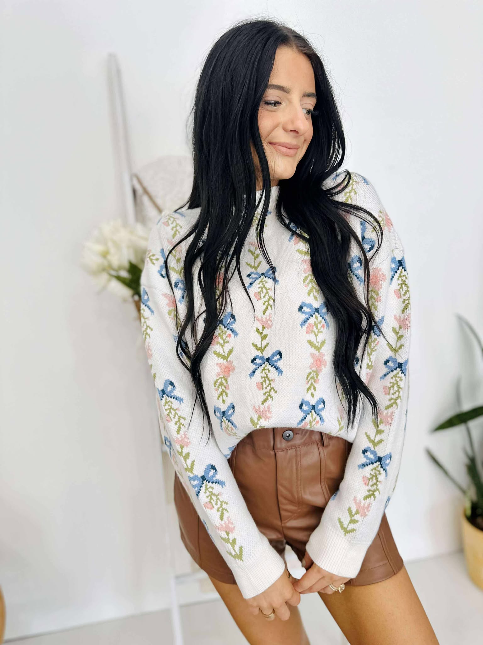Coquette Ribbon Bow Sweater Knit Top