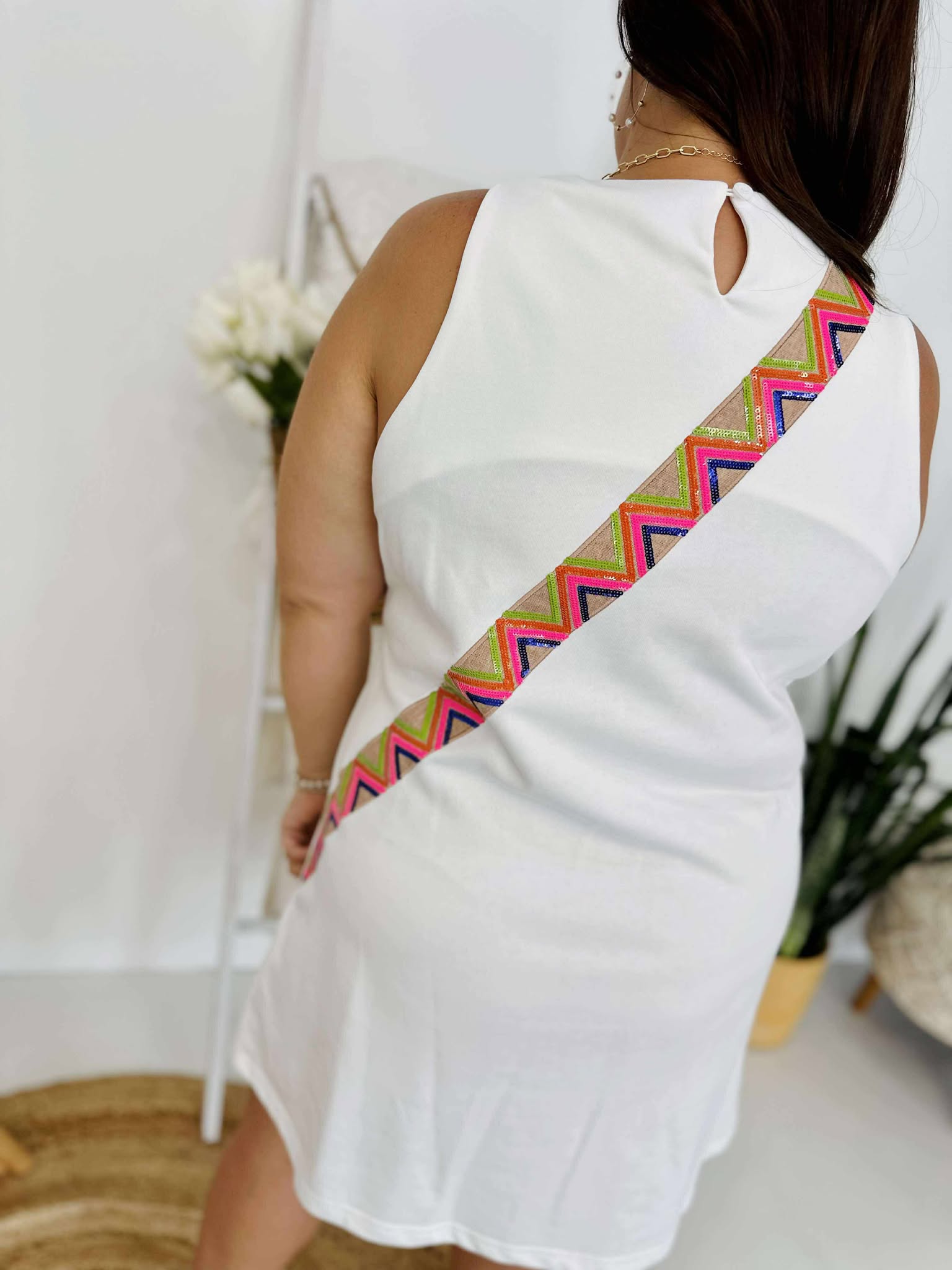 Queen Of Sparkles White Icon Crossbody Purse Tank Dress