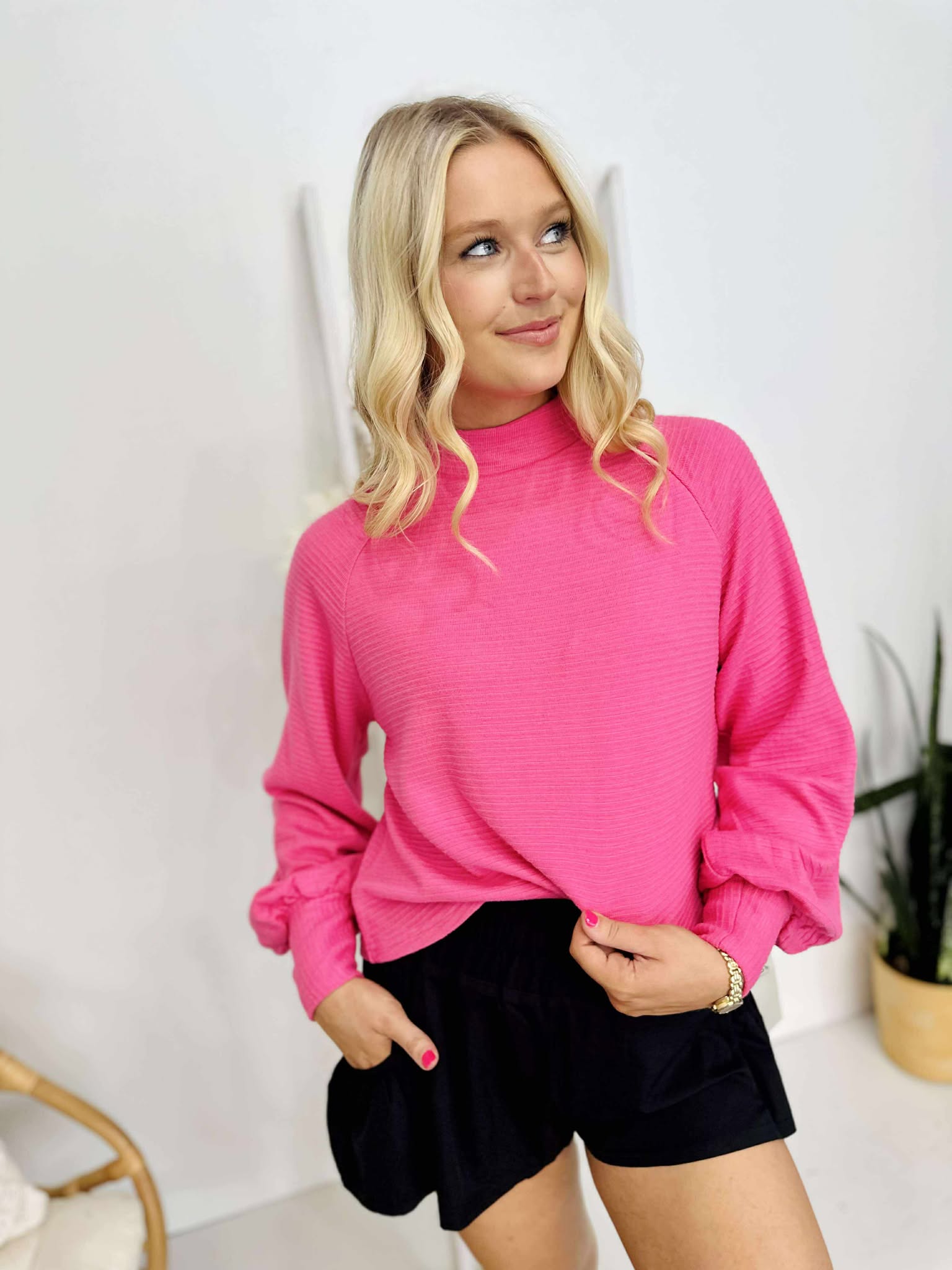 Pink Perfect Mock Neck Sweater