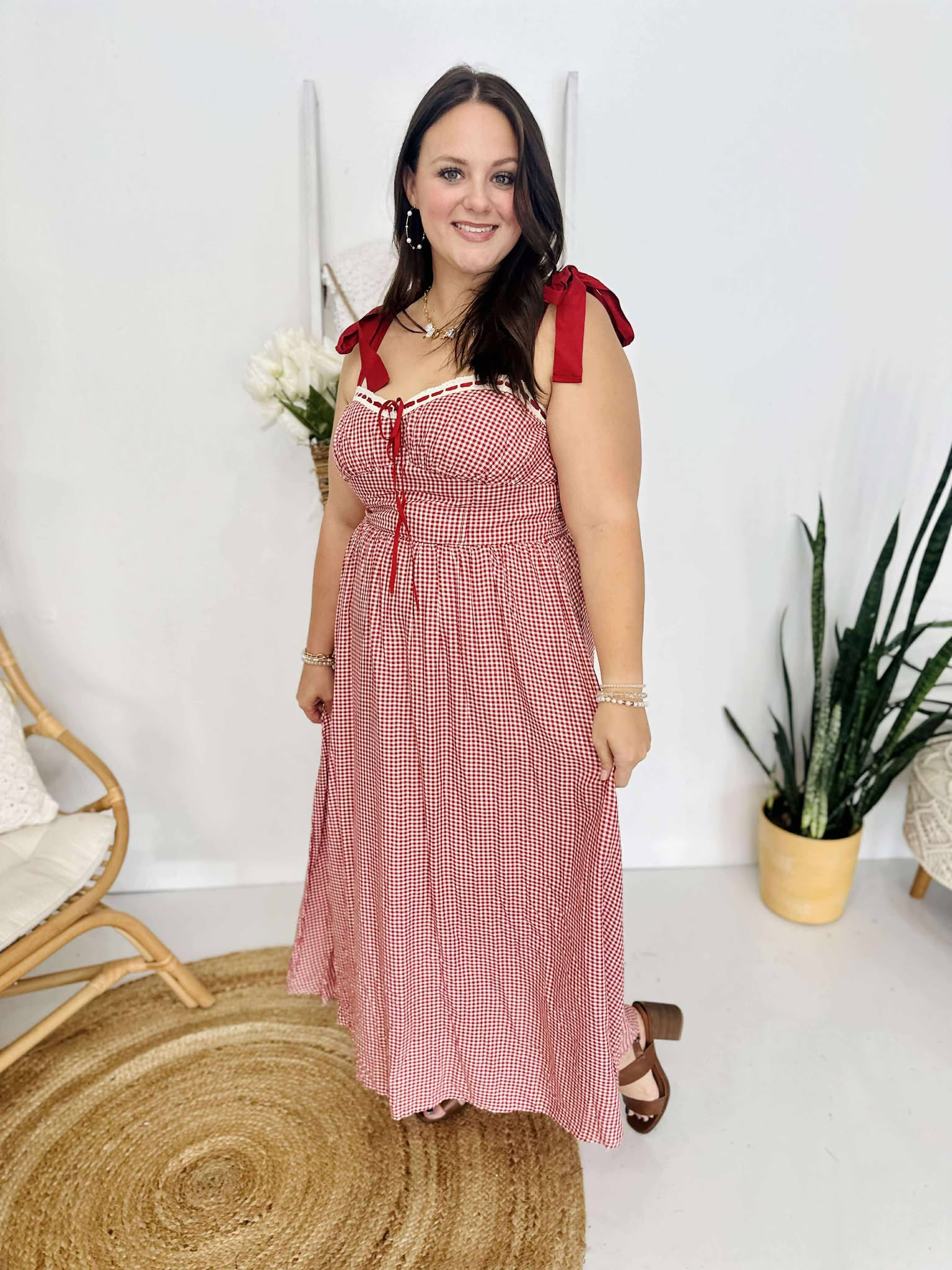 Early Evening Plaid Midi Dress