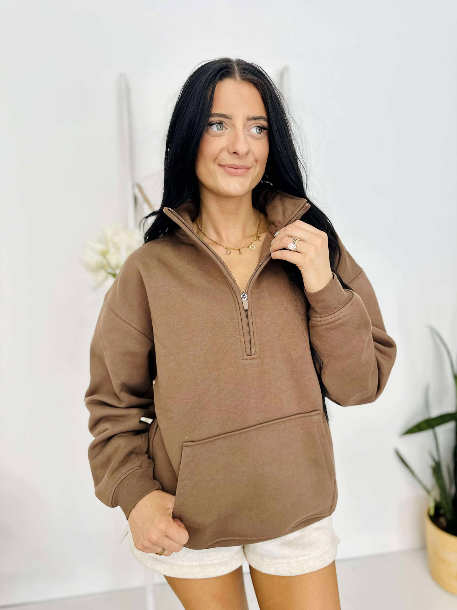 Fleece Mock Neck Pullover