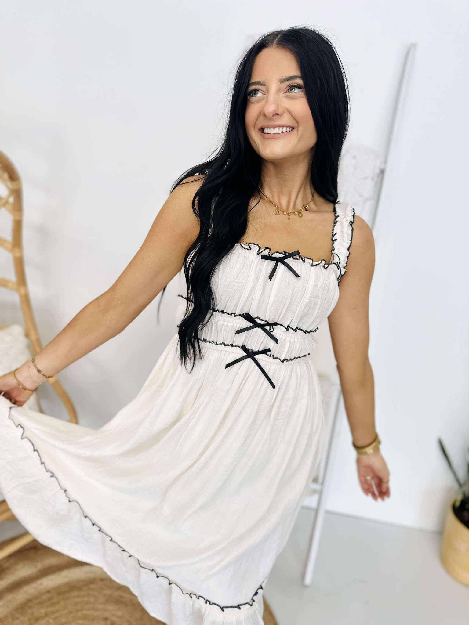 I'm Ready Ivory Bow Midi Dress