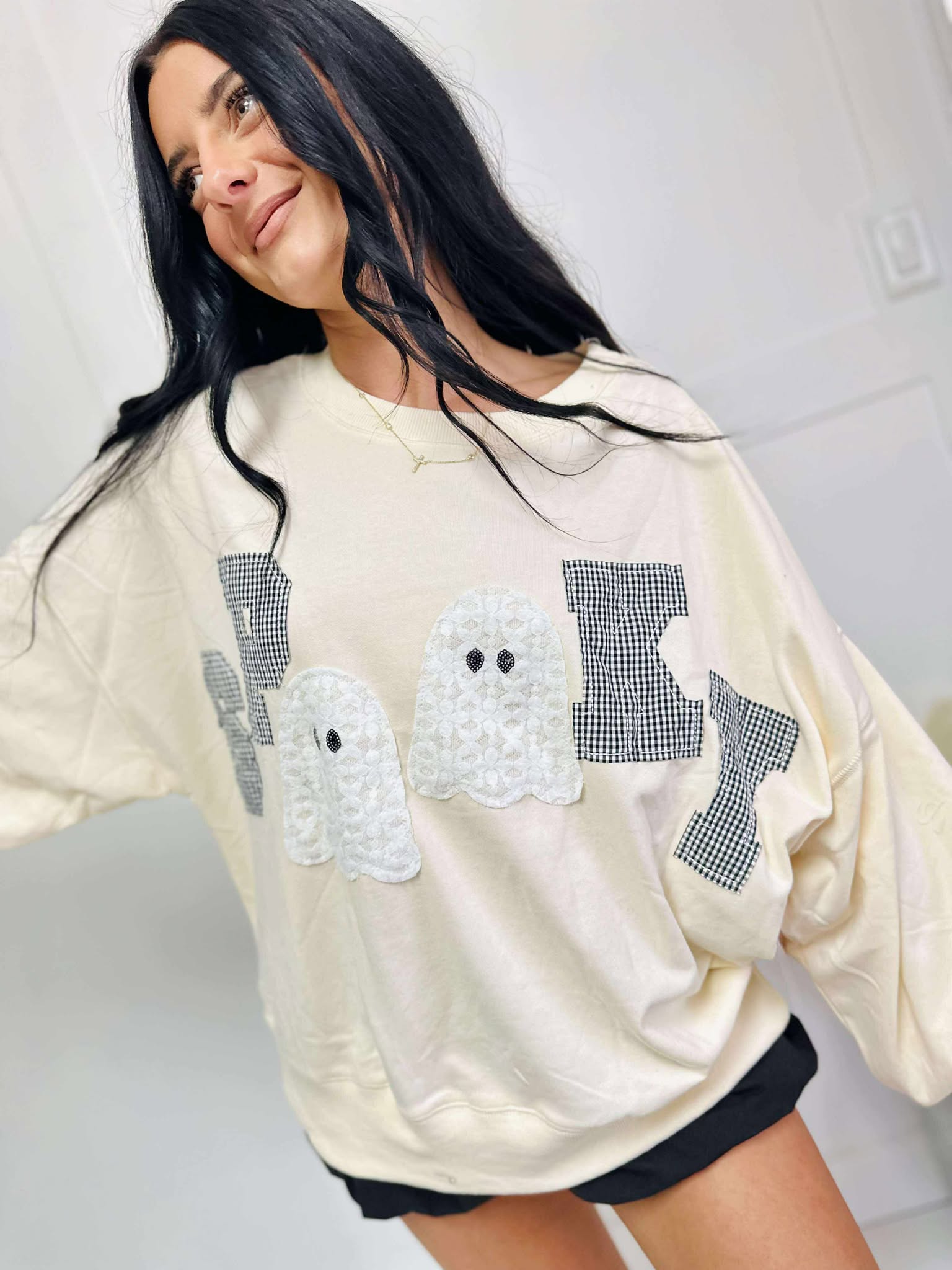 Spooky Contrast Patch Sweatshirt