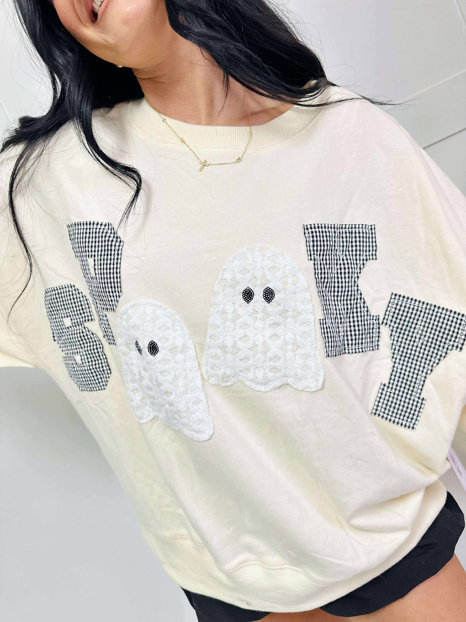 Spooky Contrast Patch Sweatshirt