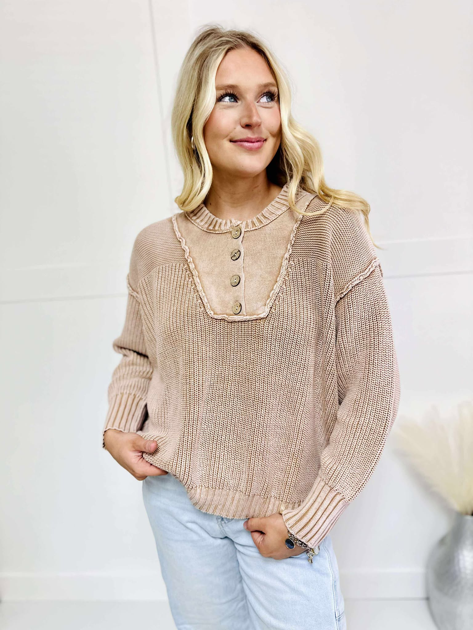 Washed Walnut Knit Pullover