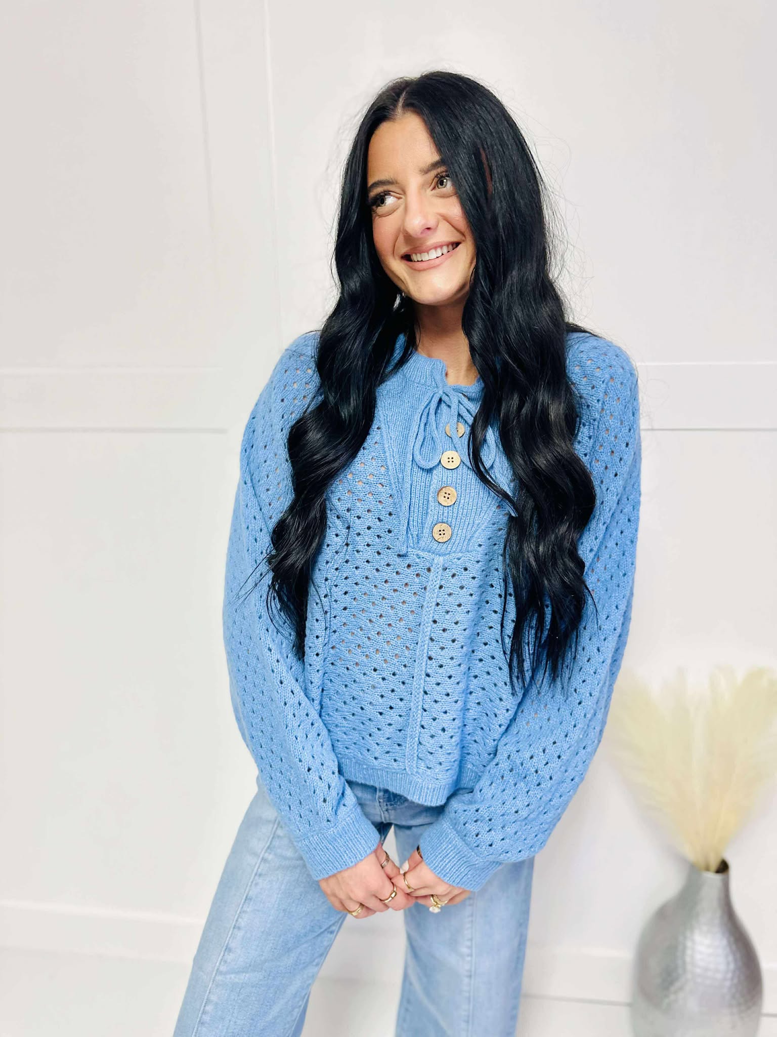 Monday Blues Dolman Sleeve Sweater