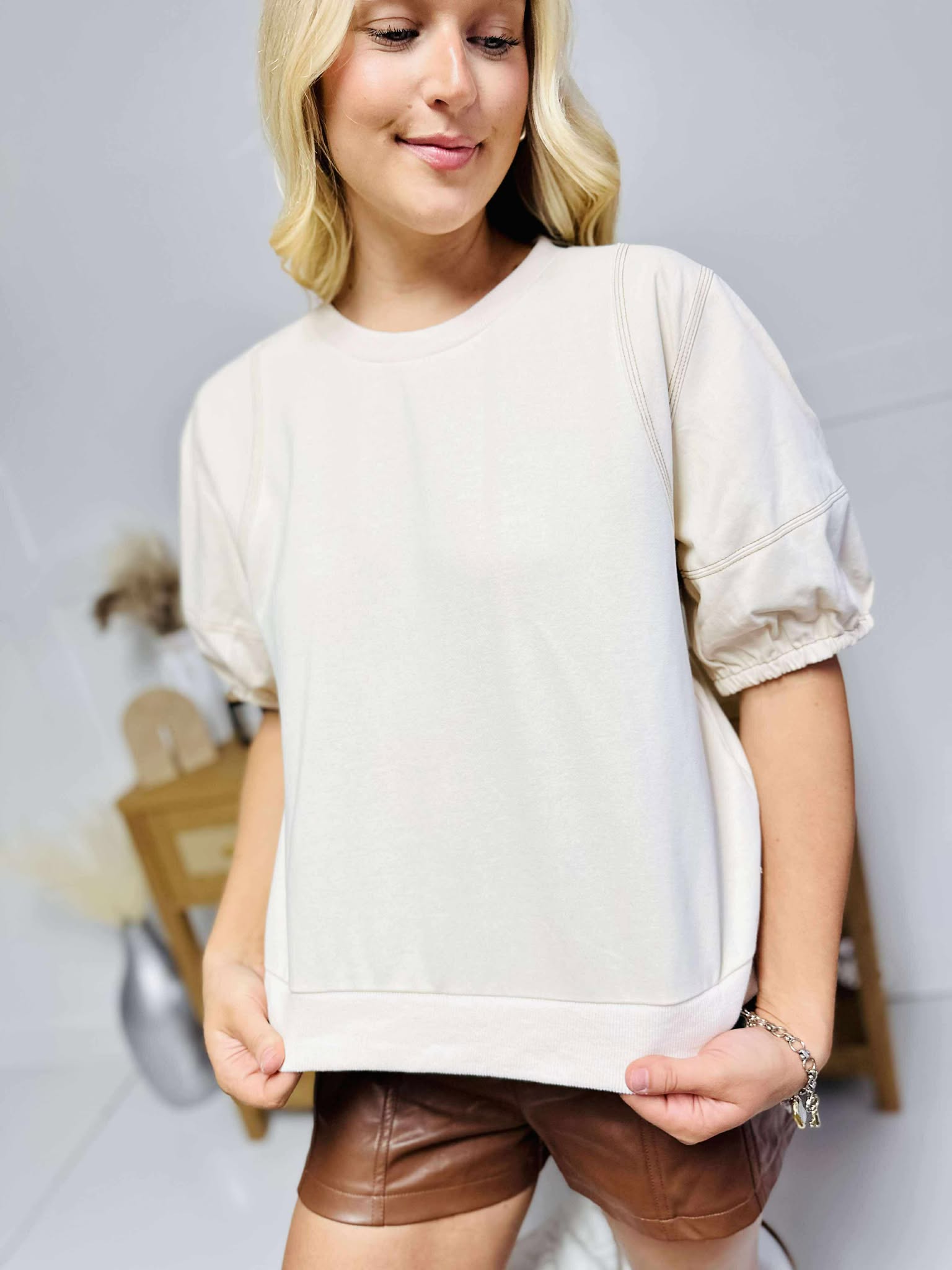 Day With The Girls Bubble Sleeve Top