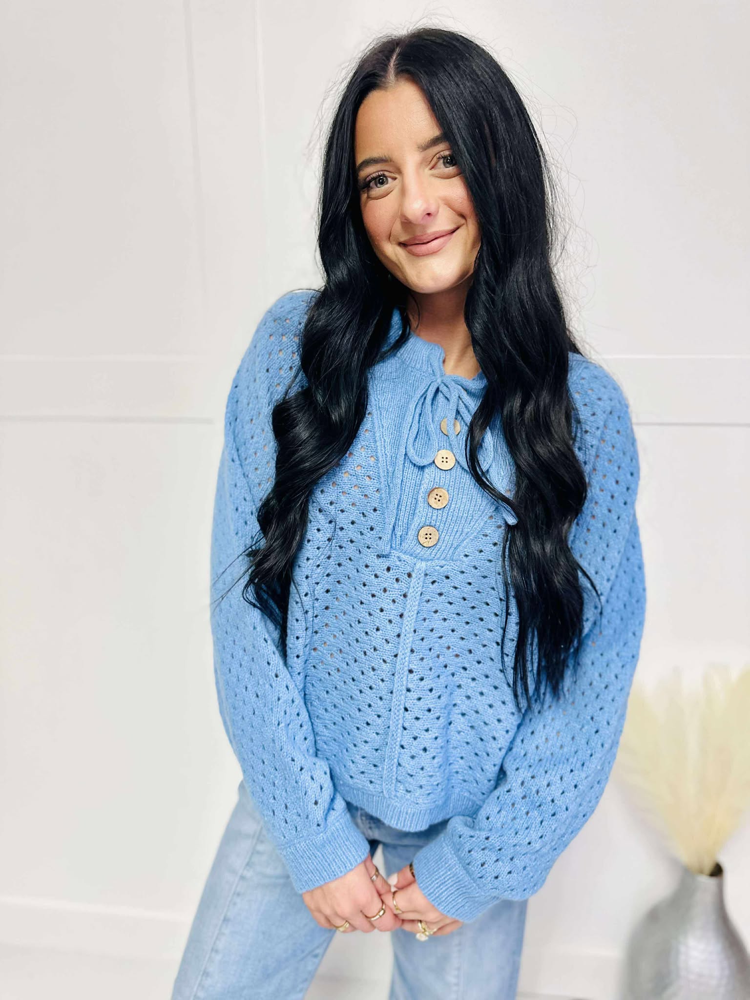 Monday Blues Dolman Sleeve Sweater