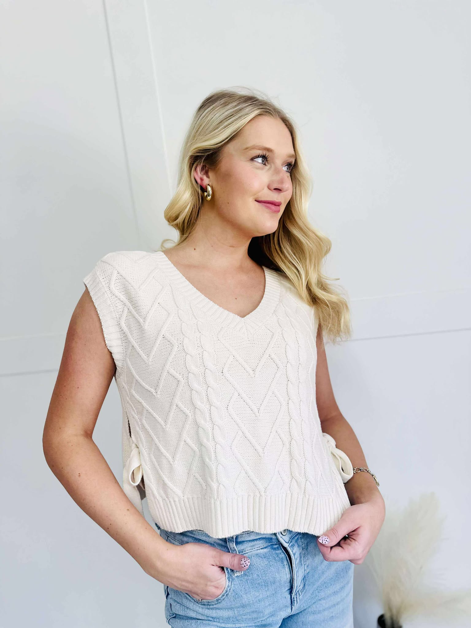 Fall Function Side Tie Sweater Vest