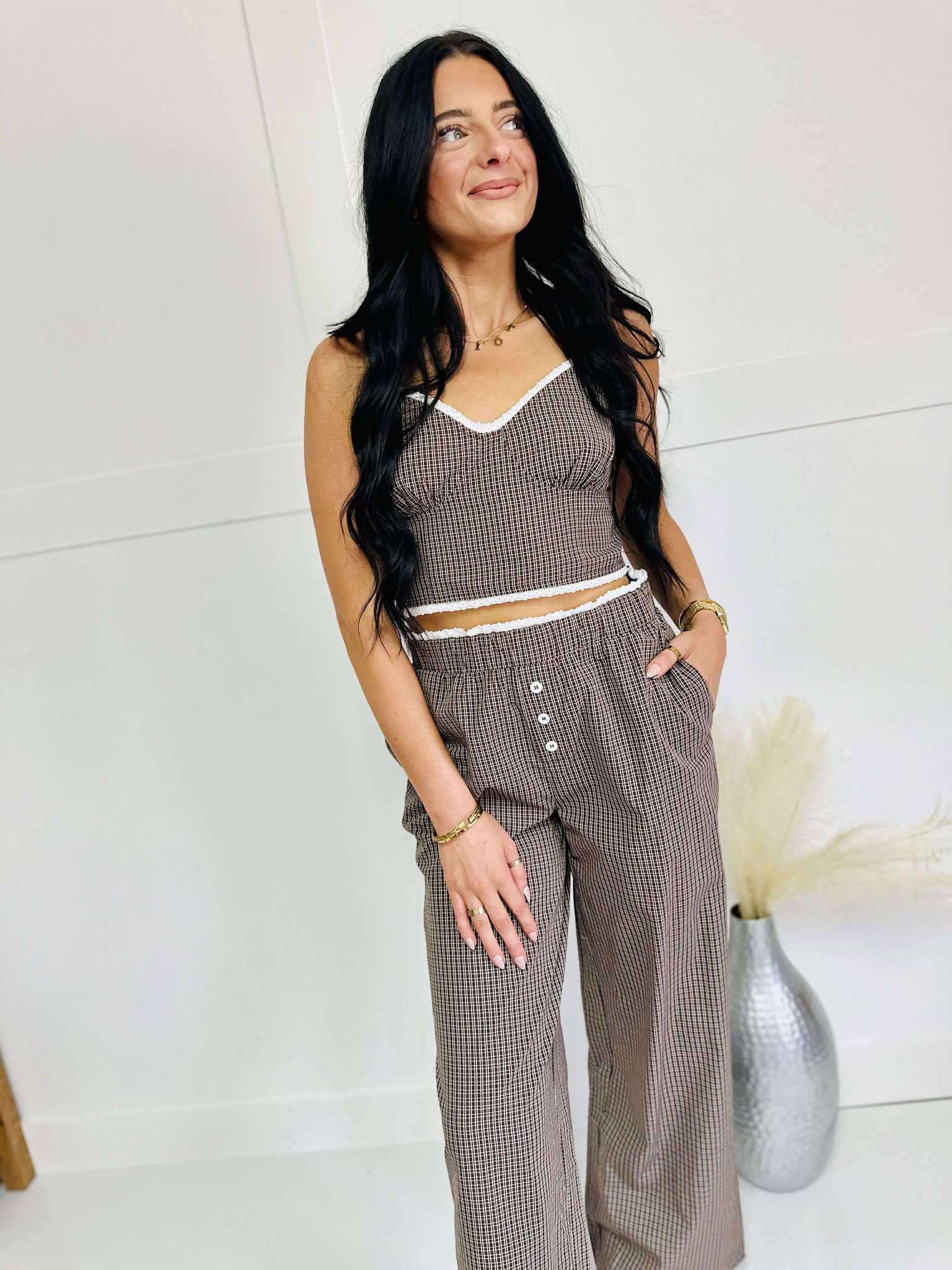 It's Giving Fall Plaid Pants Set