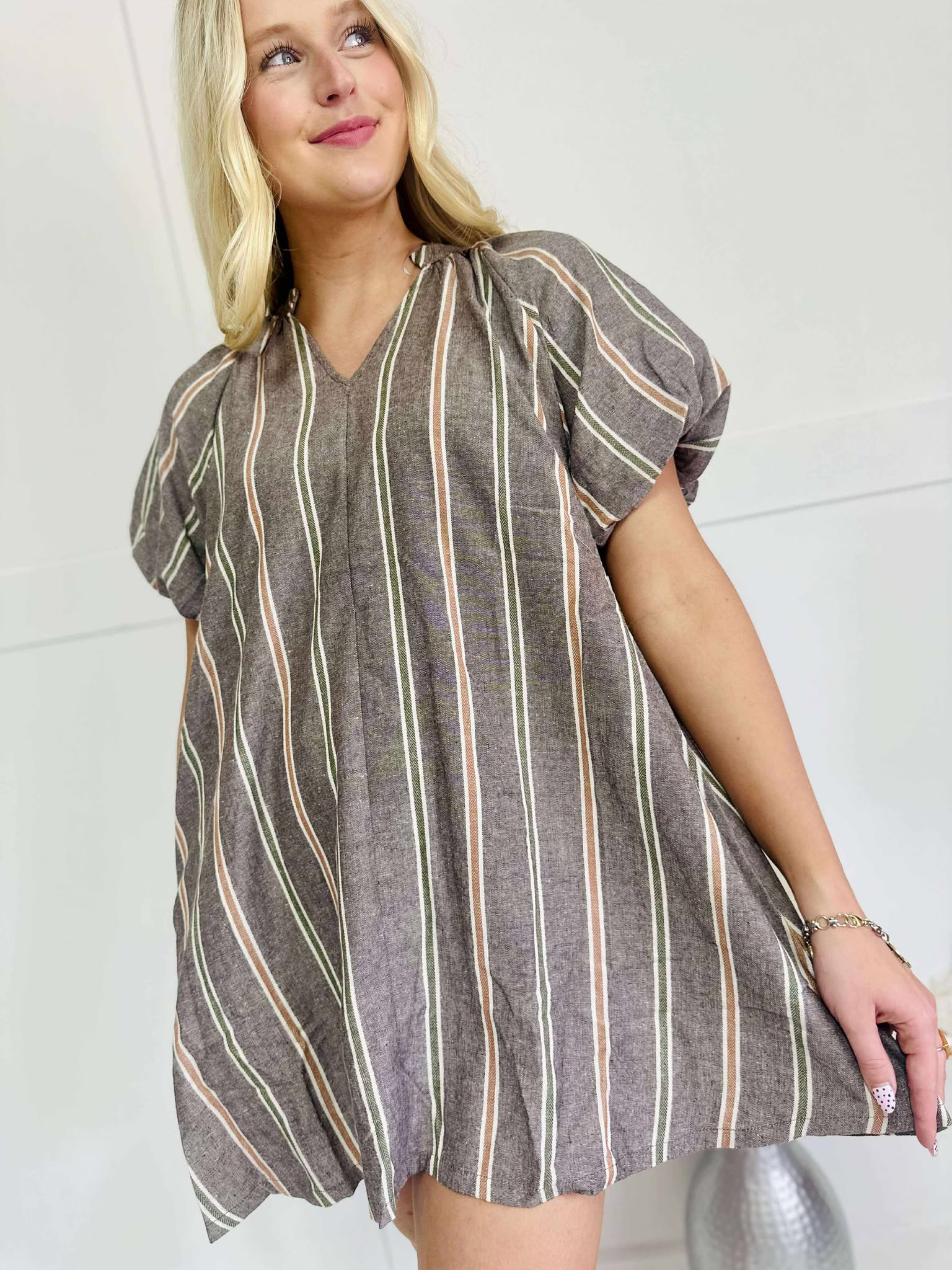 Falling Leaves Striped Dress
