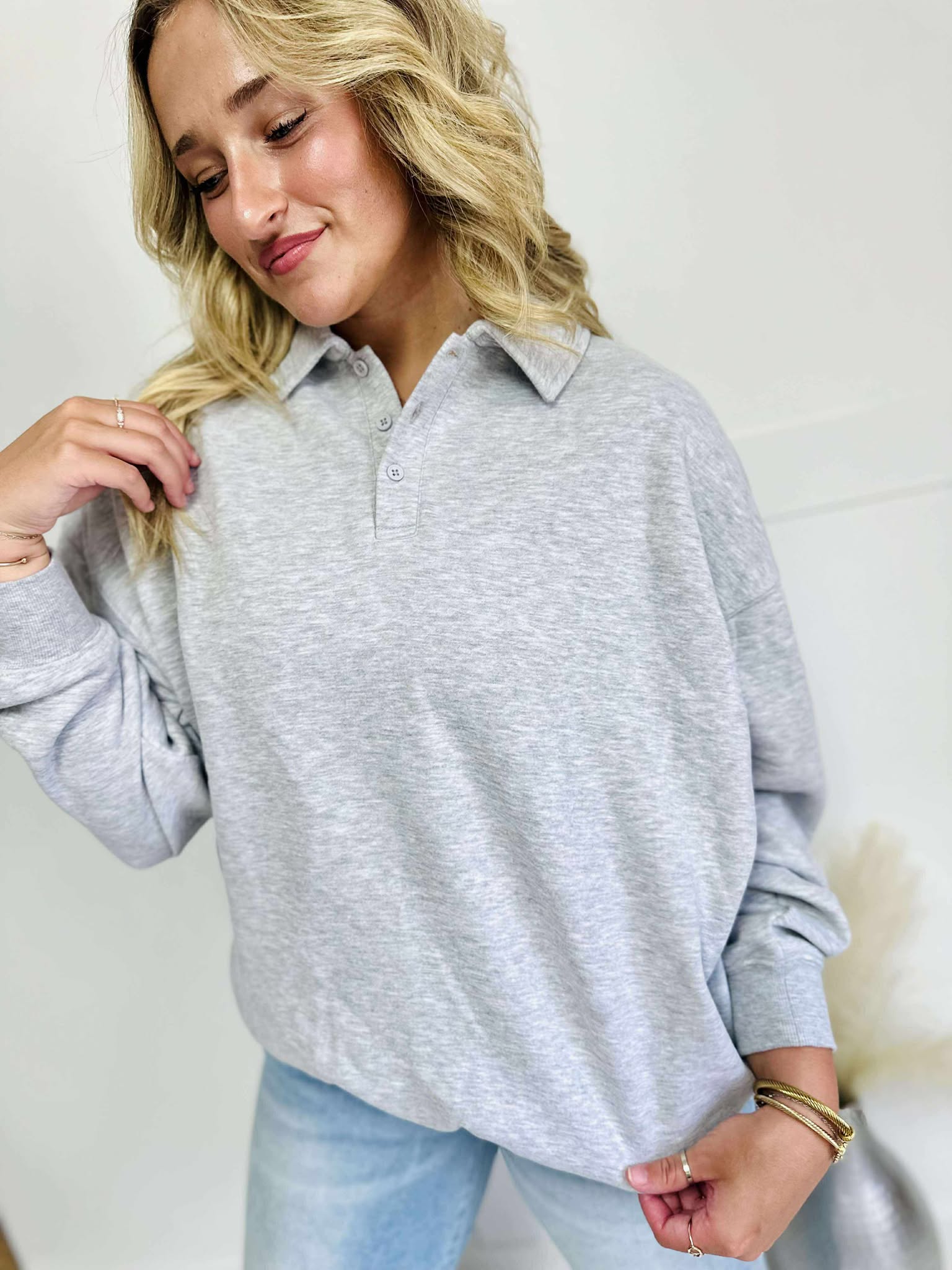 Oversized Polo Collared Pullover