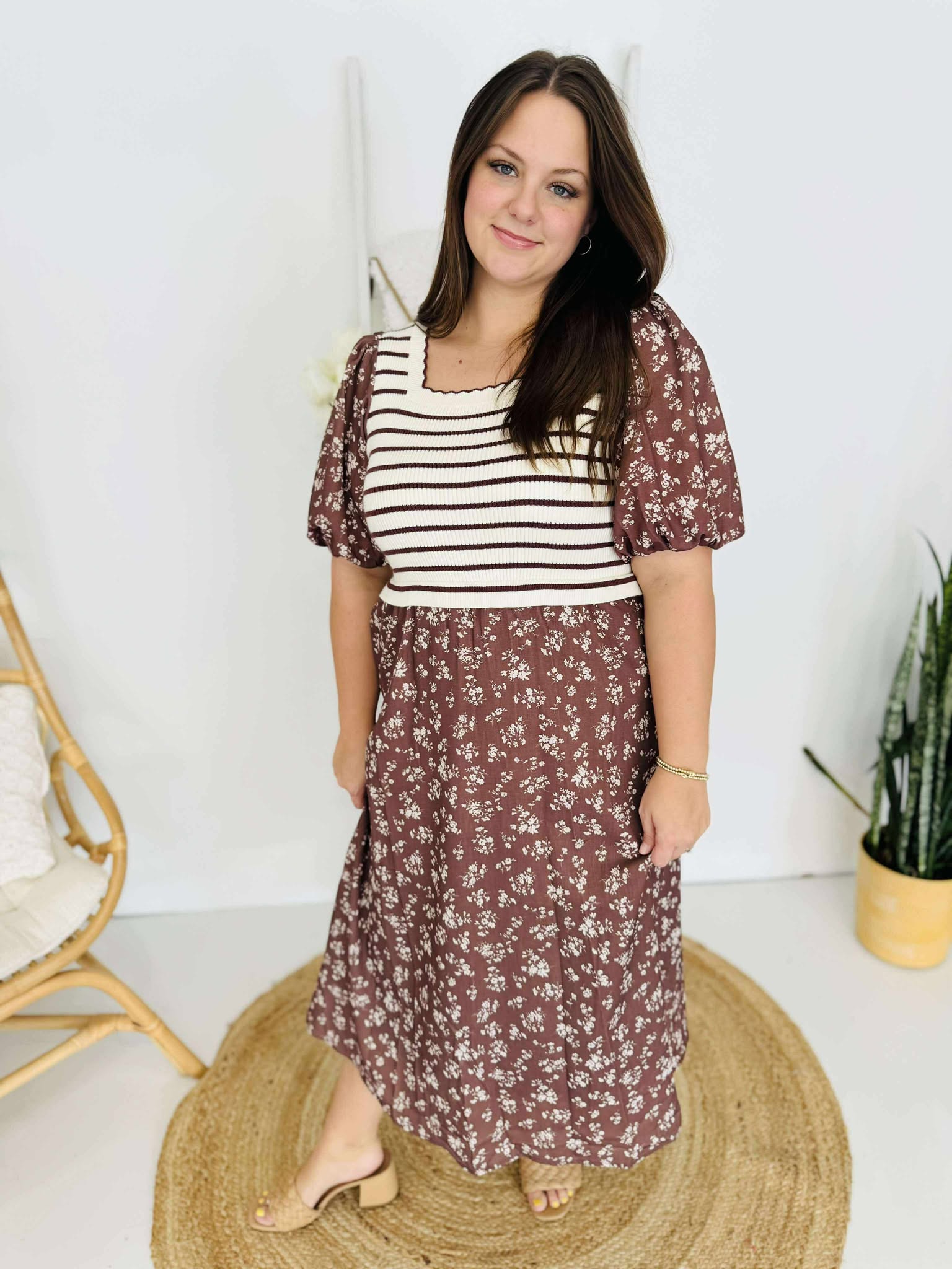 Sweater Floral Midi Dress