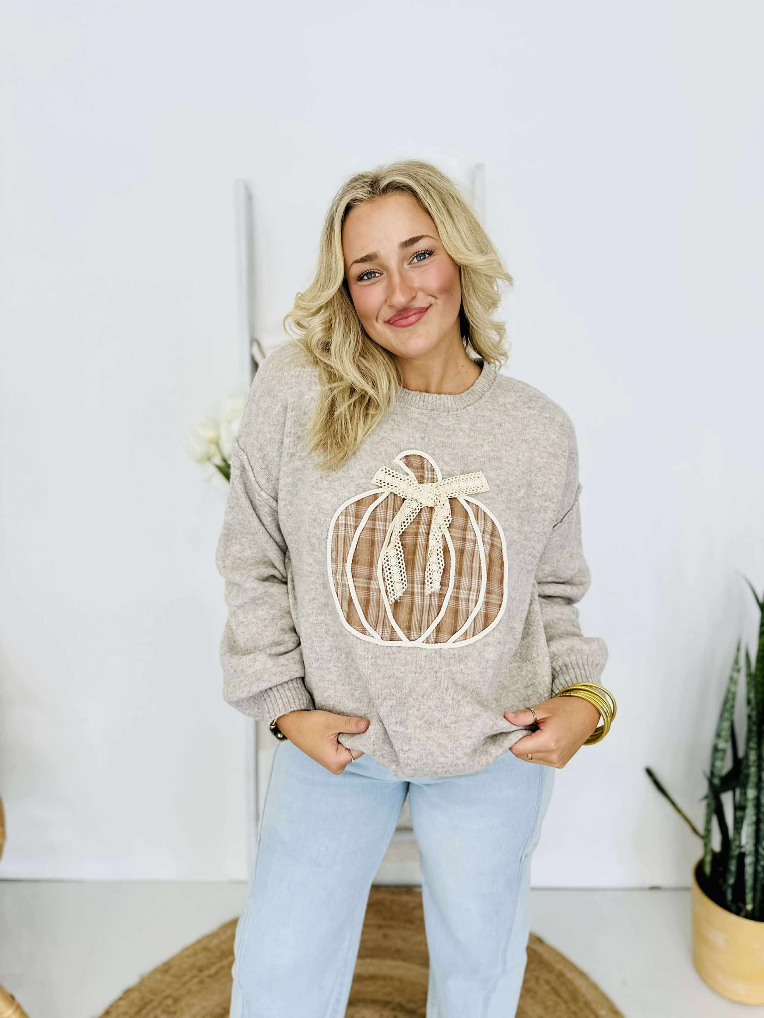 Plaid Pumpkin Pullover