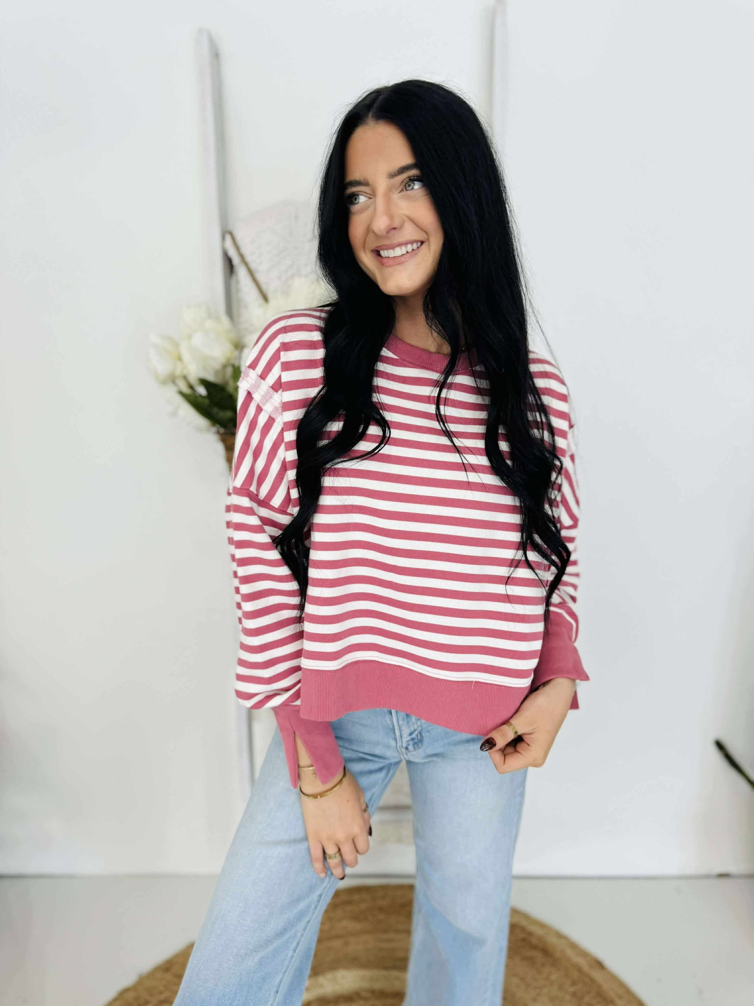 Stripes Are In Scoop Neck Pullover