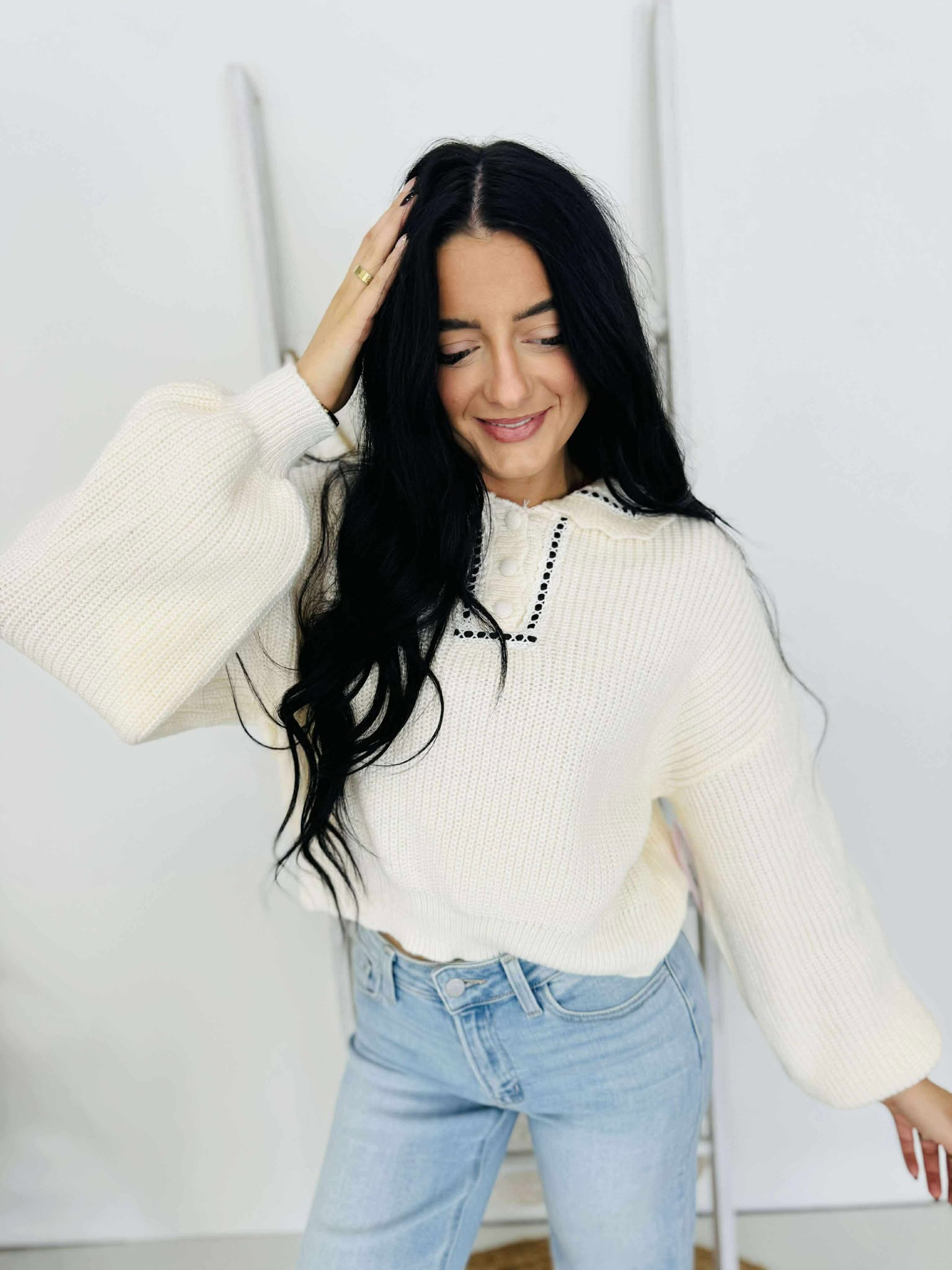 Madi Made Lace Trim Sweater