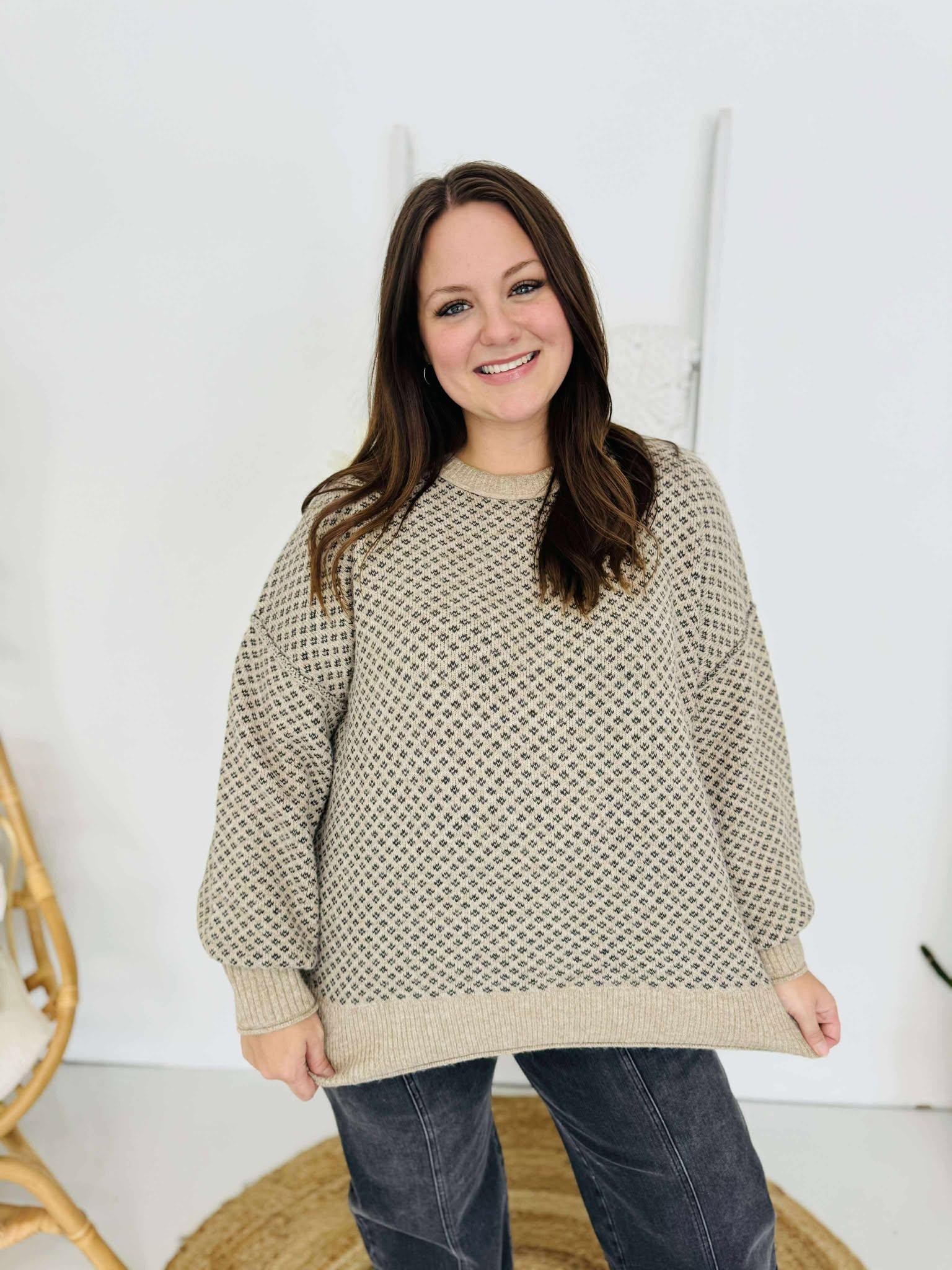 Jacquard Khaki Sweater