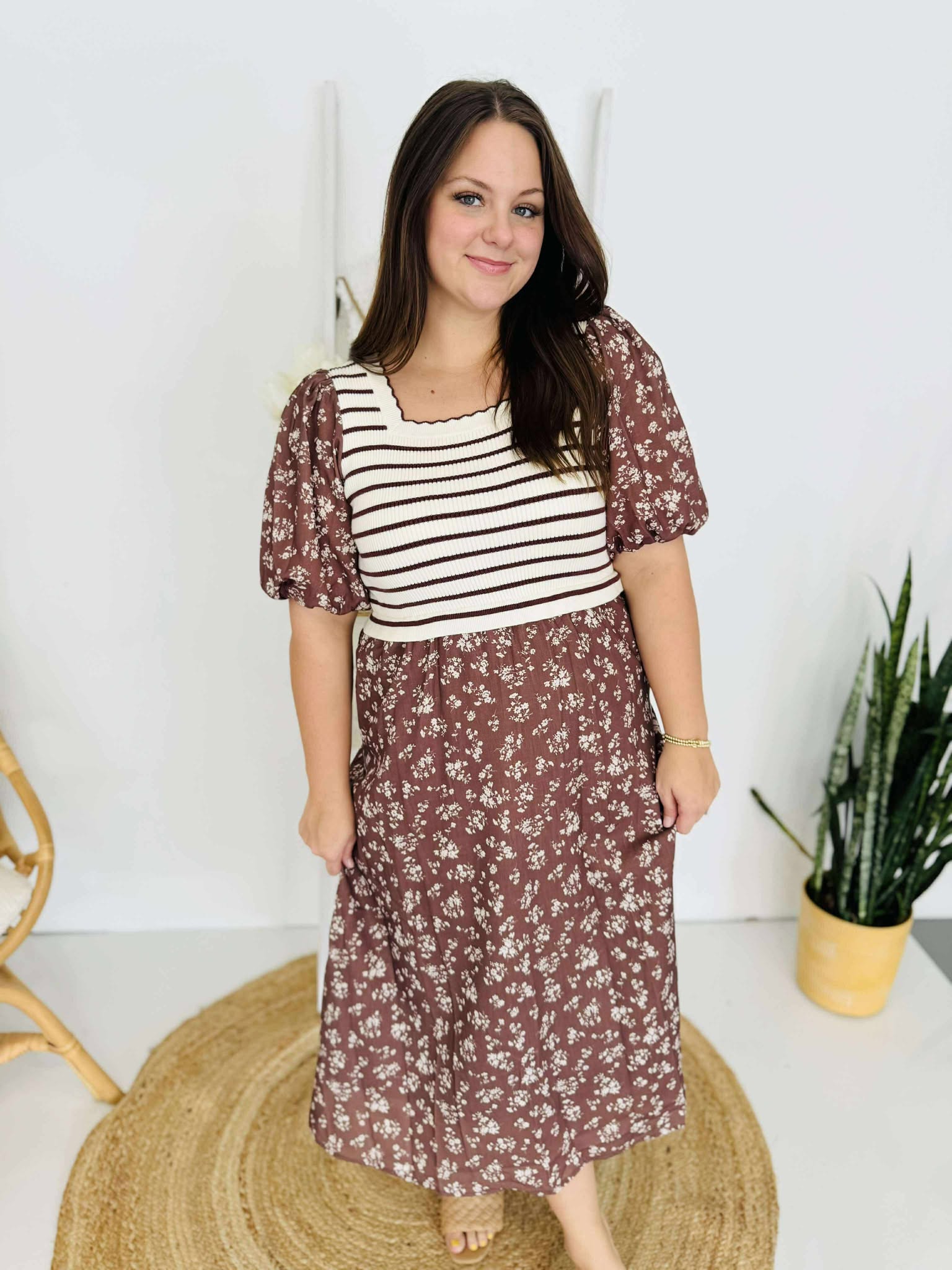 Sweater Floral Midi Dress