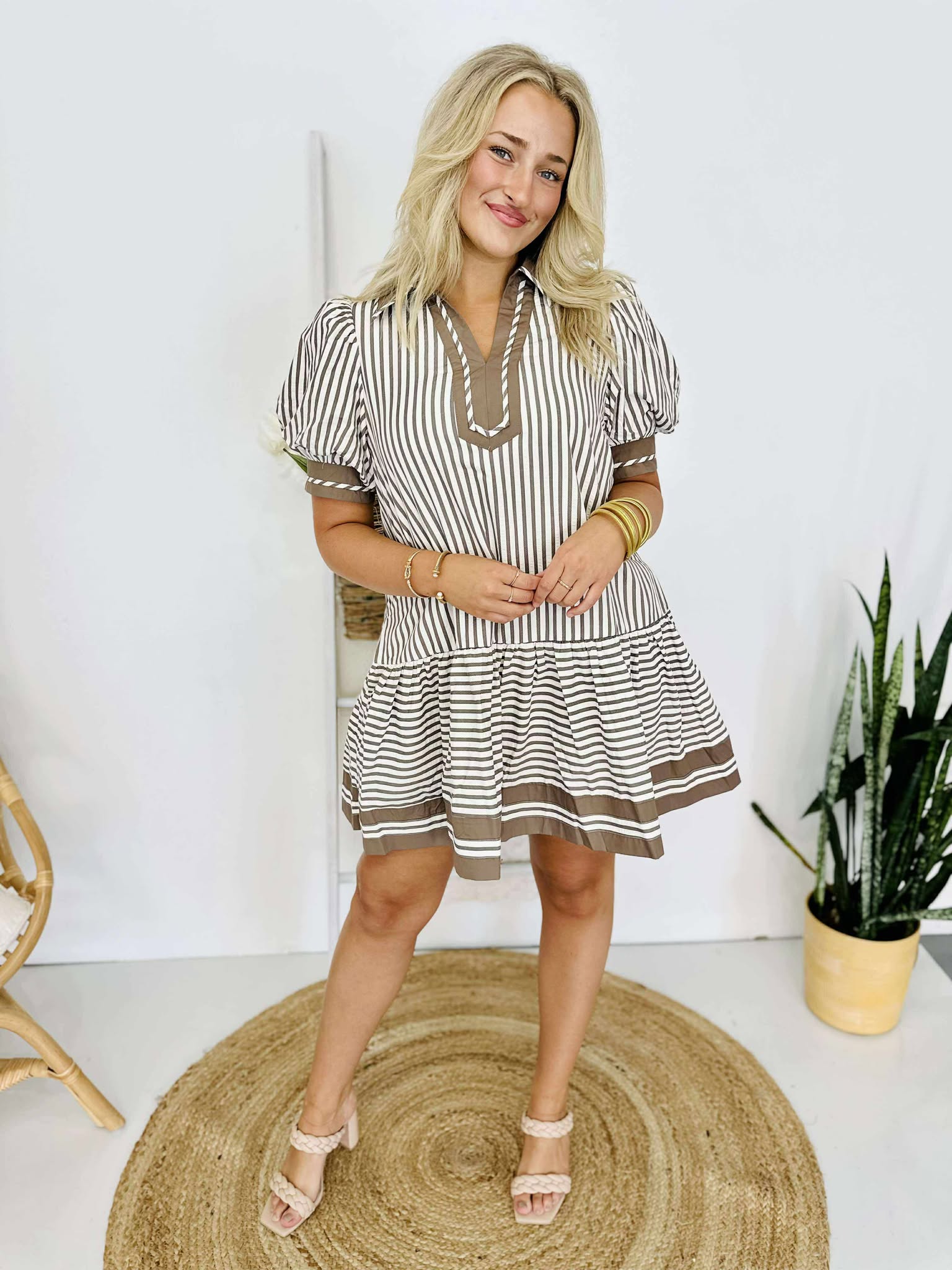 Unrecognizable Striped Dress