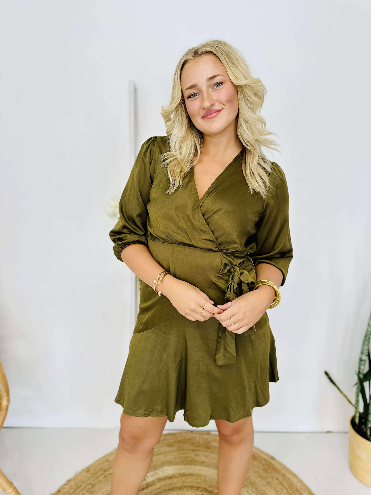 Olive Obsessed Waist Tie Dress