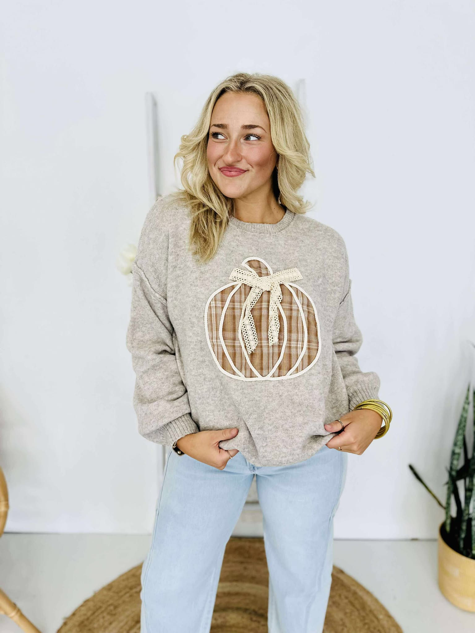 Plaid Pumpkin Pullover