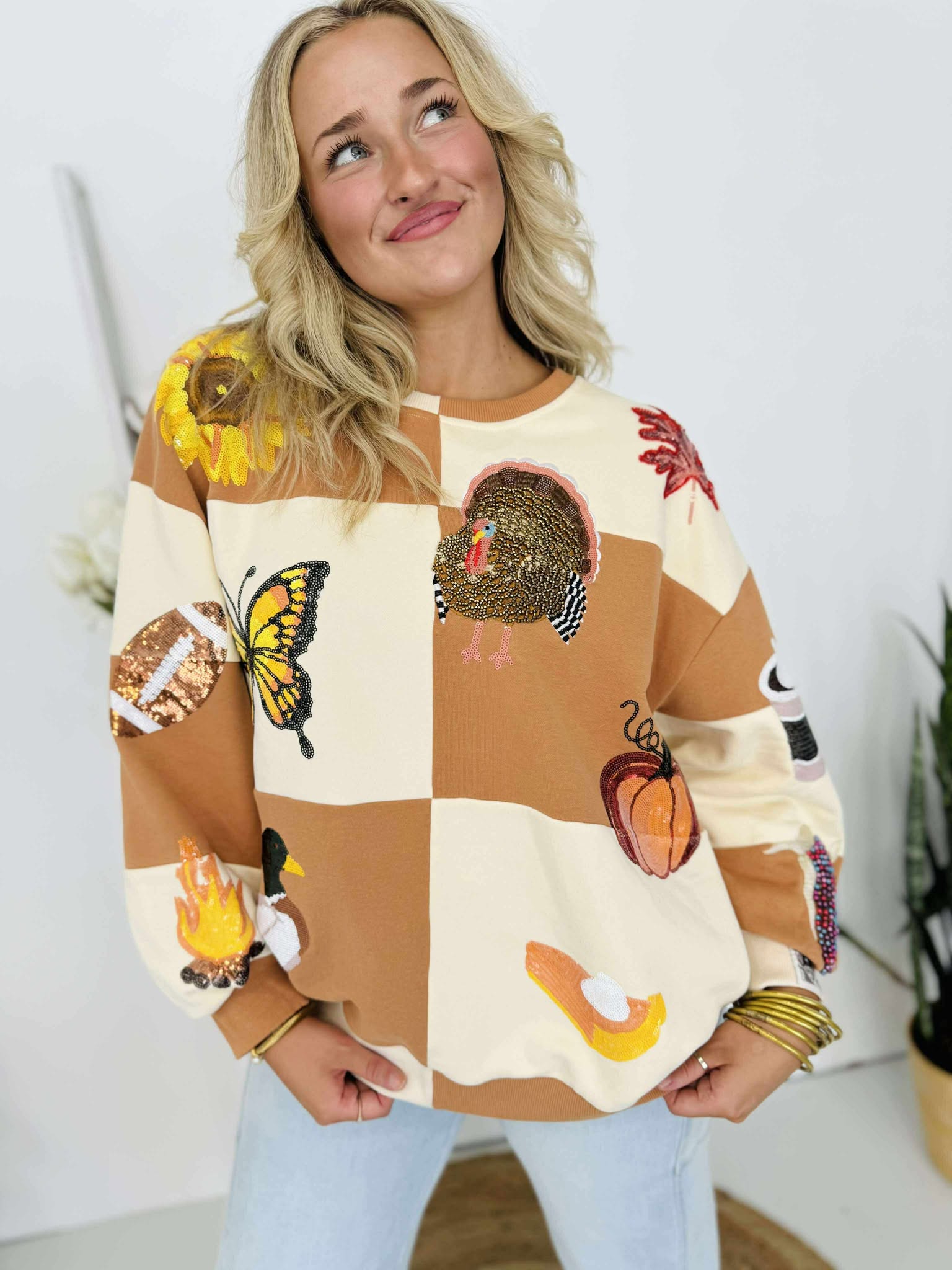 snpy☺︎ Queen Of Sparkles Brown & Ivory Checkered Fall Icon