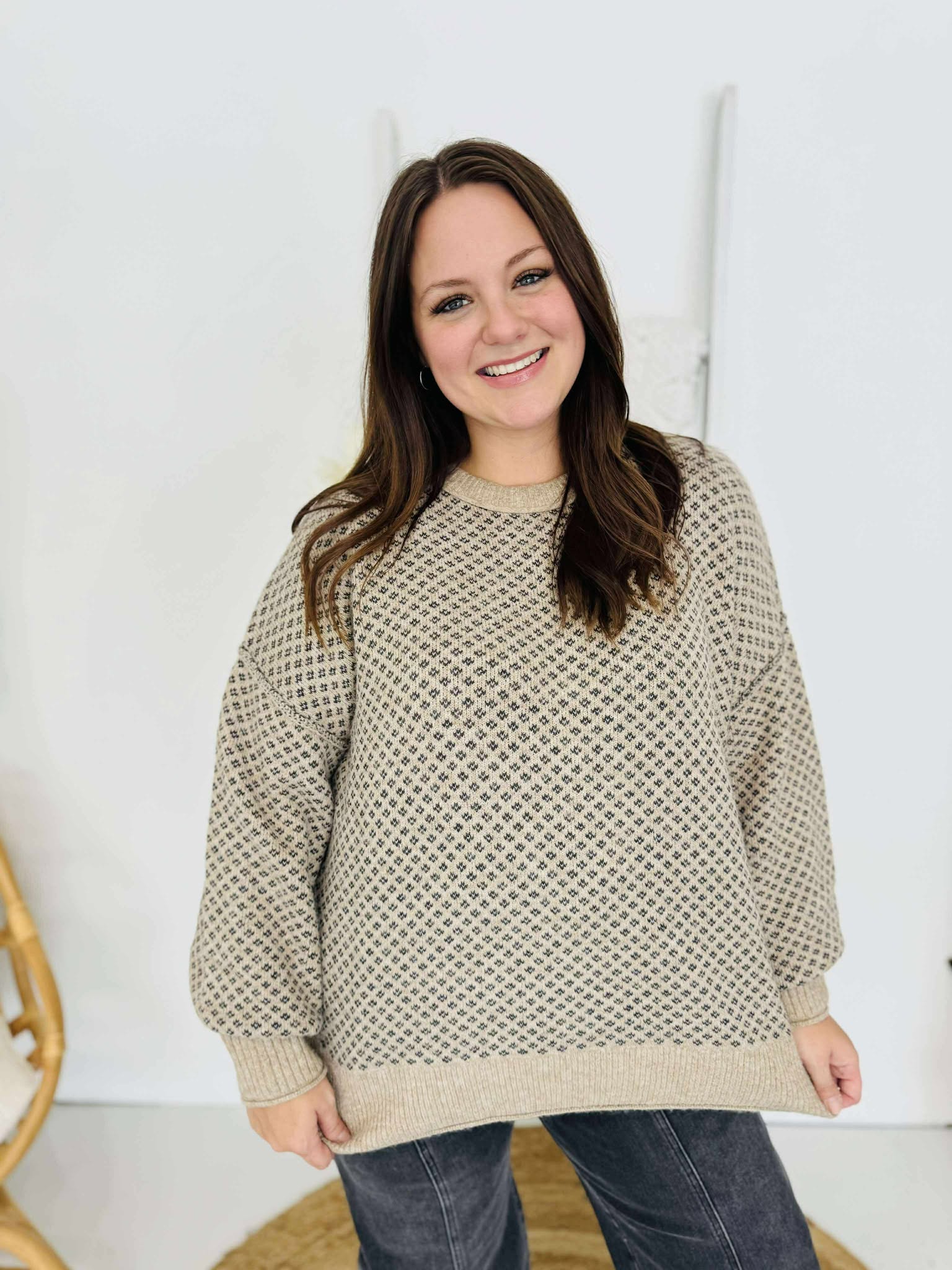 Jacquard Khaki Sweater