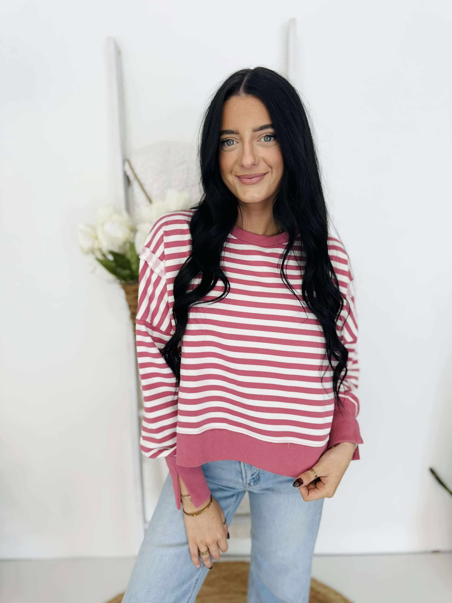 Stripes Are In Scoop Neck Pullover